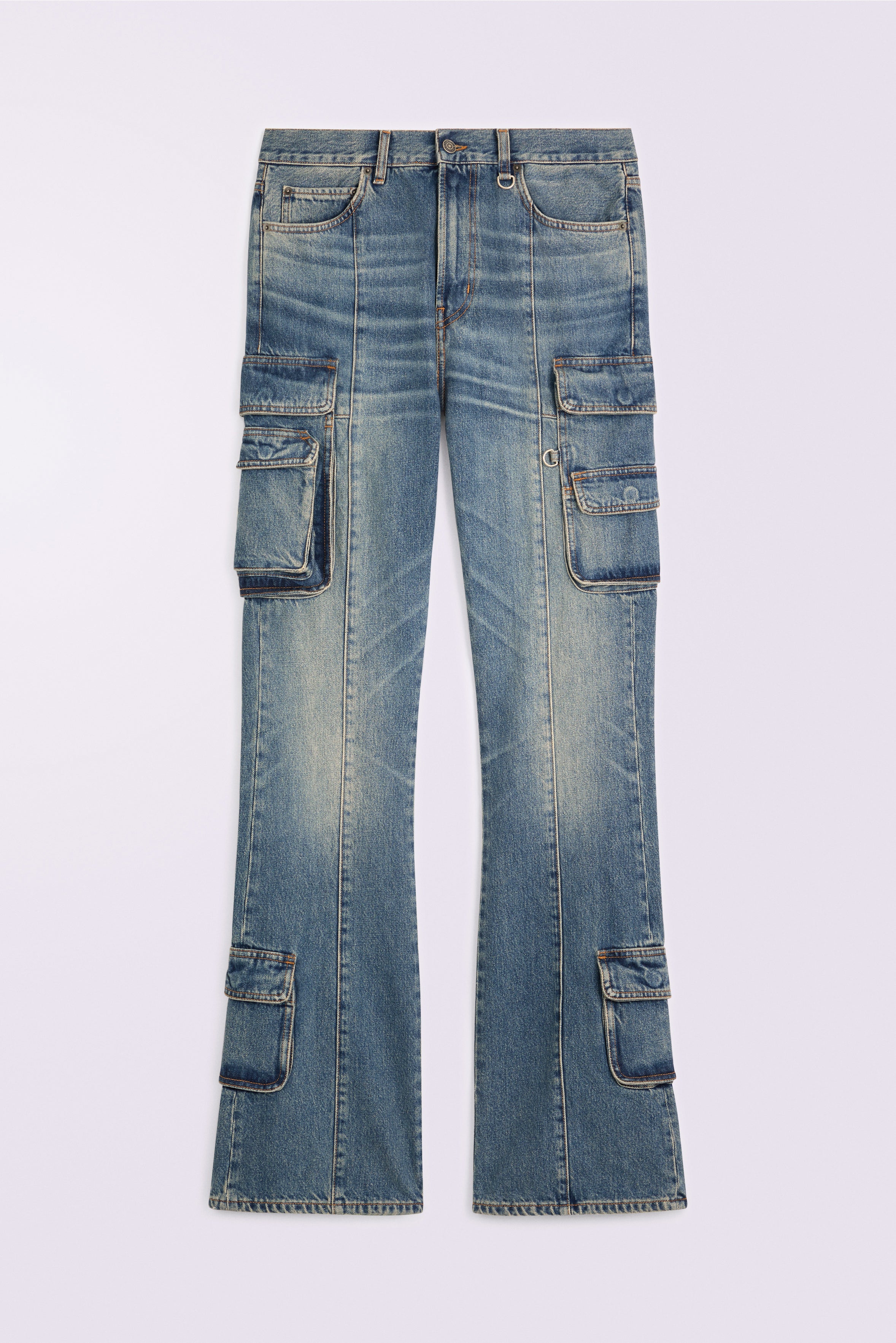 Unisex Multipocket Flare Jeans Mid Blue