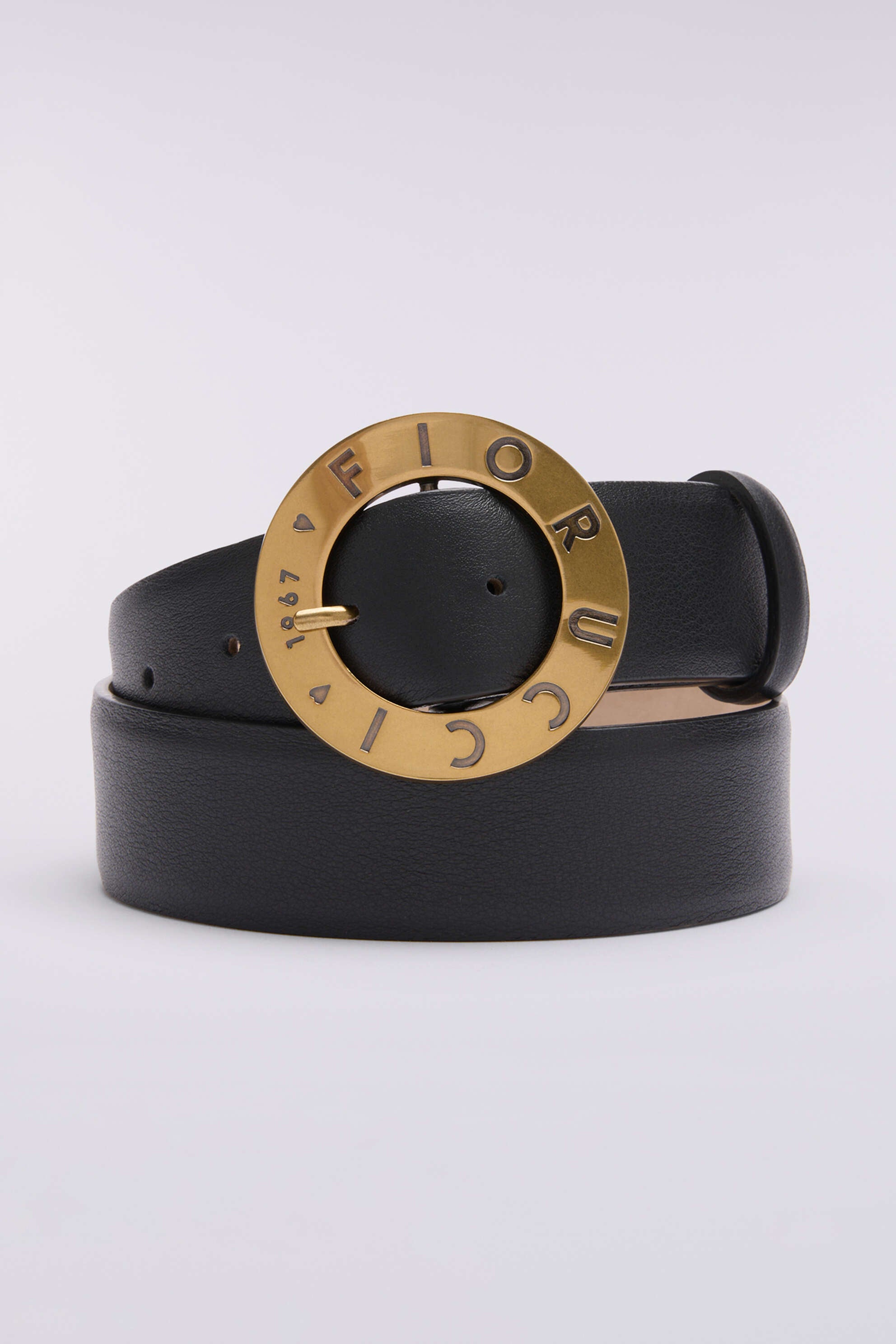 Round Leather Belt Black