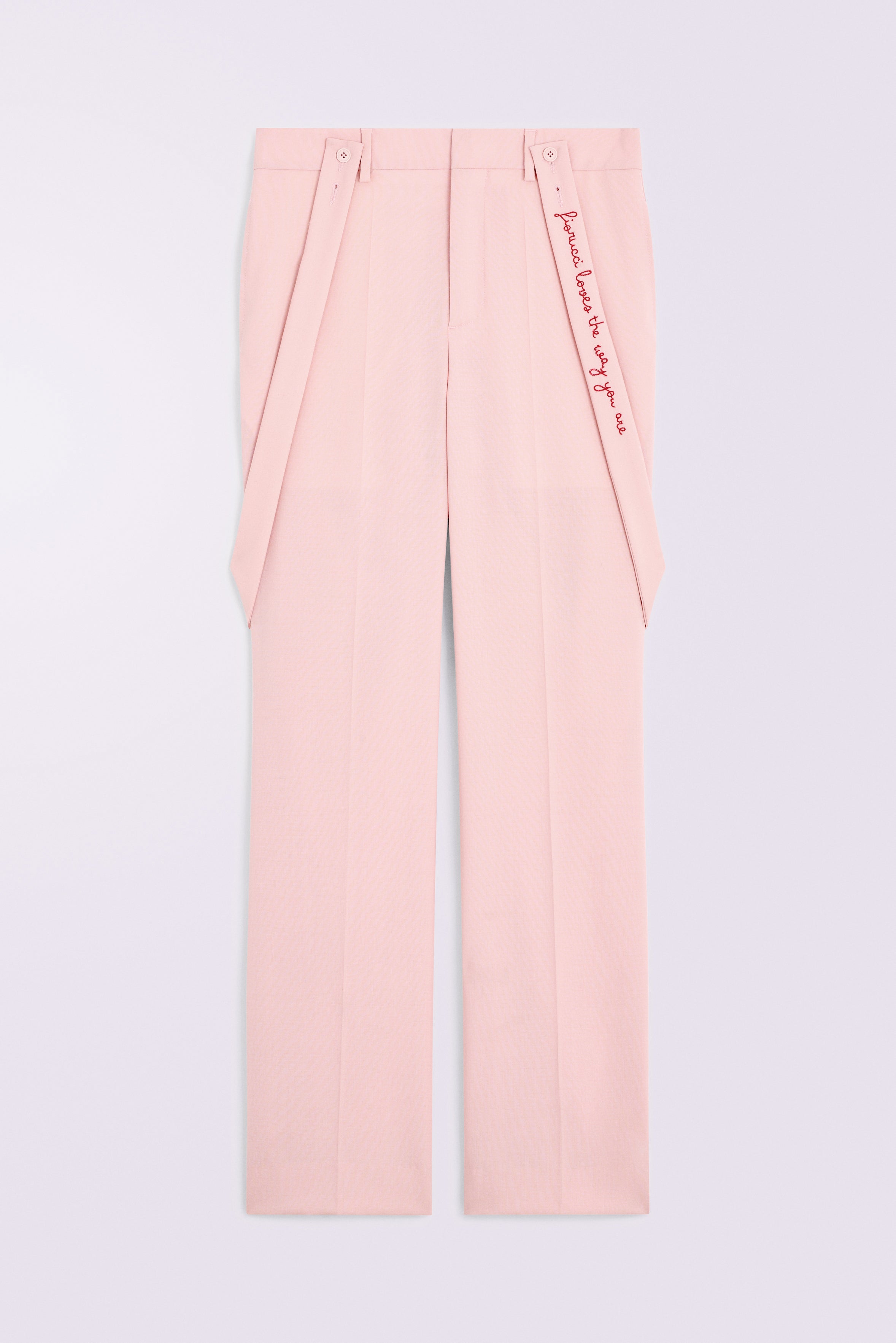 Embroidered Suspender Trousers Pink
