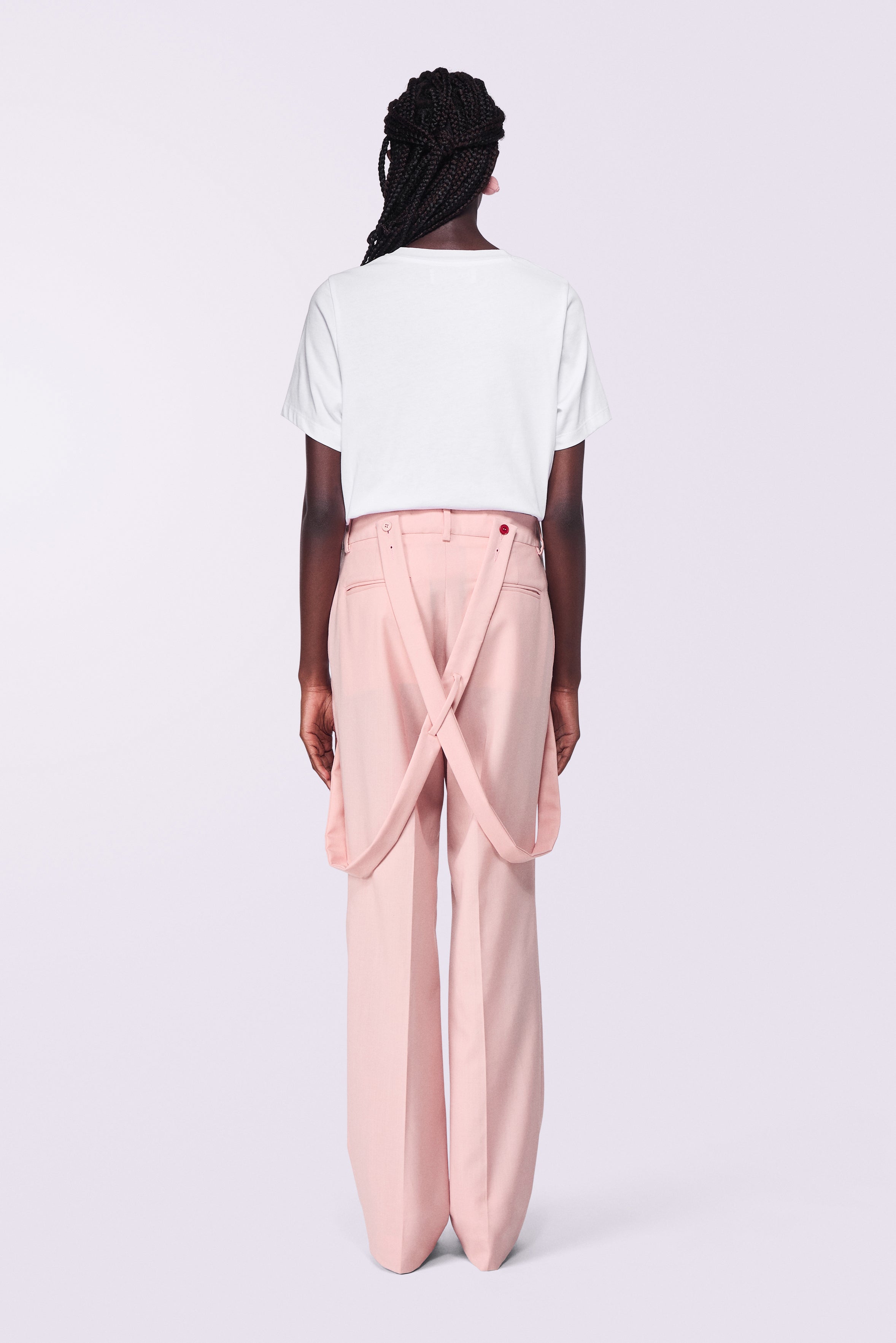 Embroidered Suspender Trousers Pink