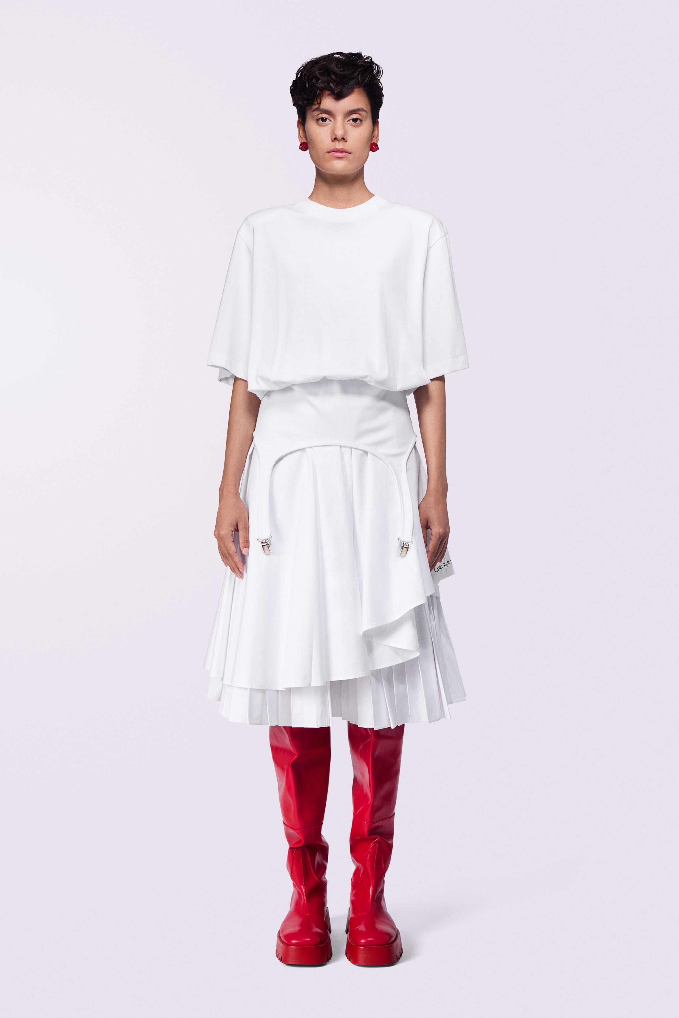 Embroidered Midi Skirt White