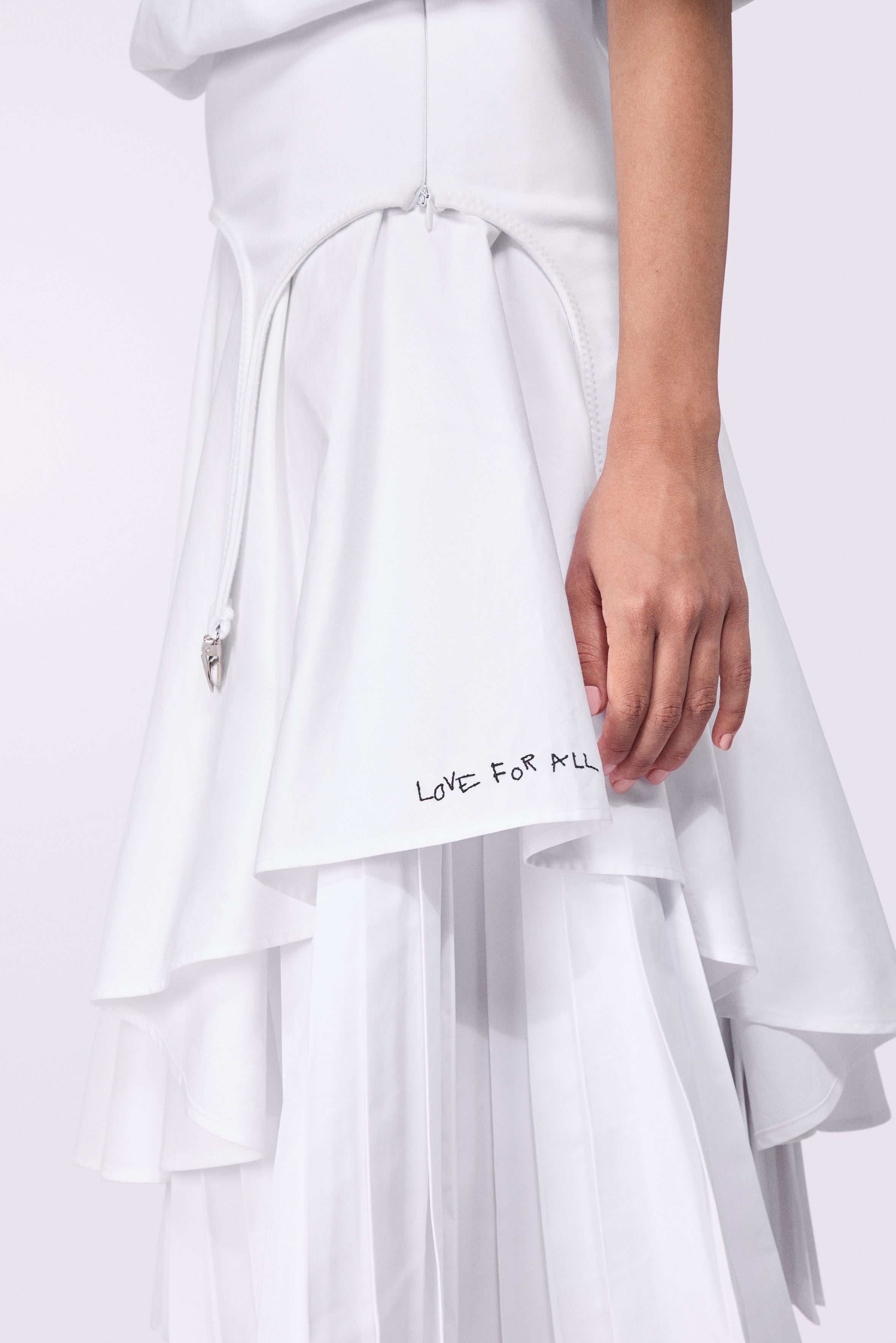 Embroidered Midi Skirt White