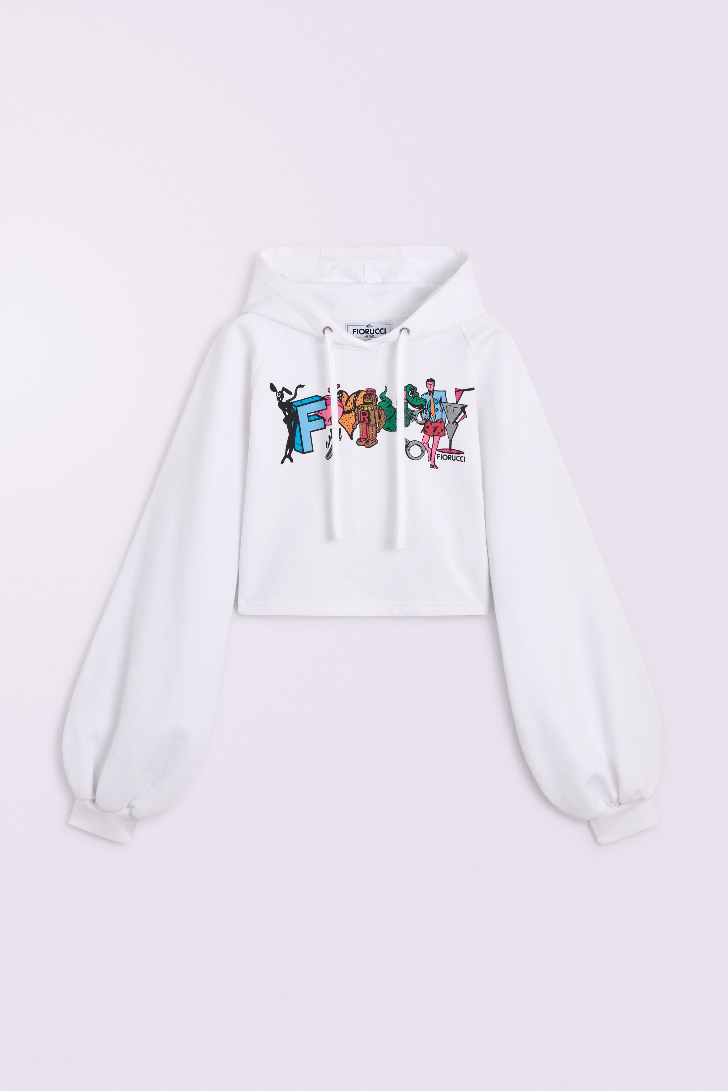 Toon Logo Crop Hoodie White