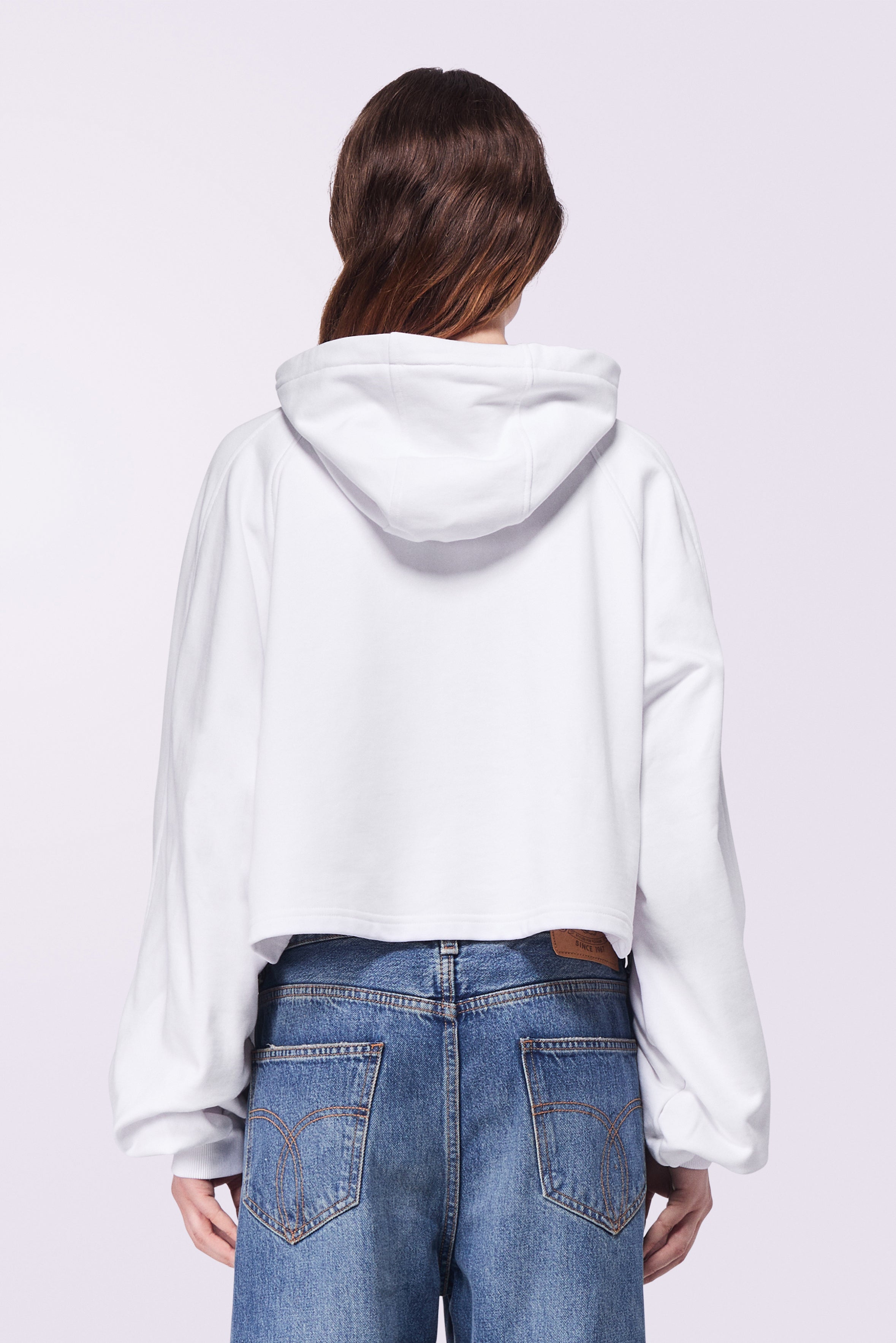 Toon Logo Crop Hoodie White