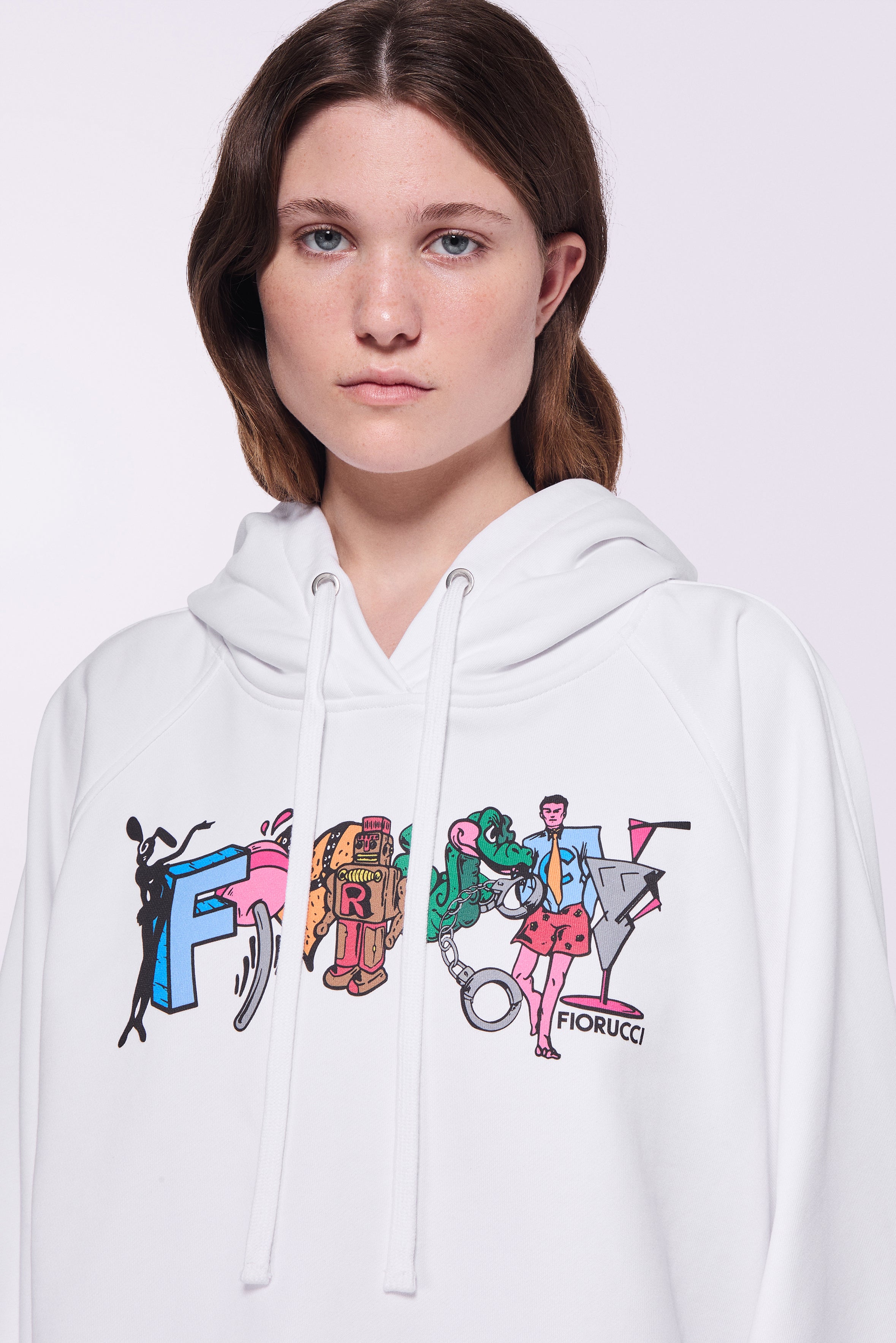 Toon Logo Crop Hoodie White