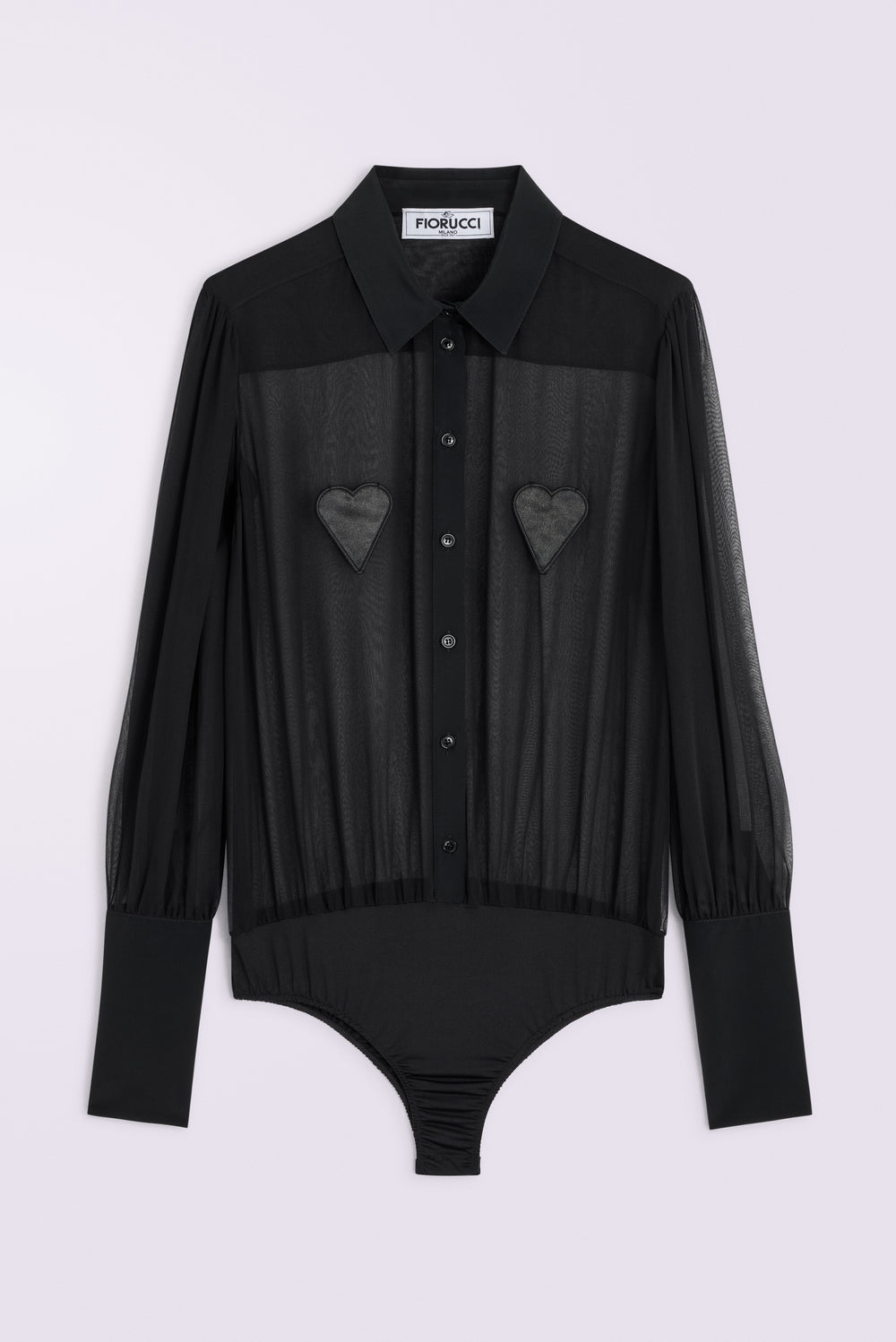Tulle Heart Bodysuit Black
