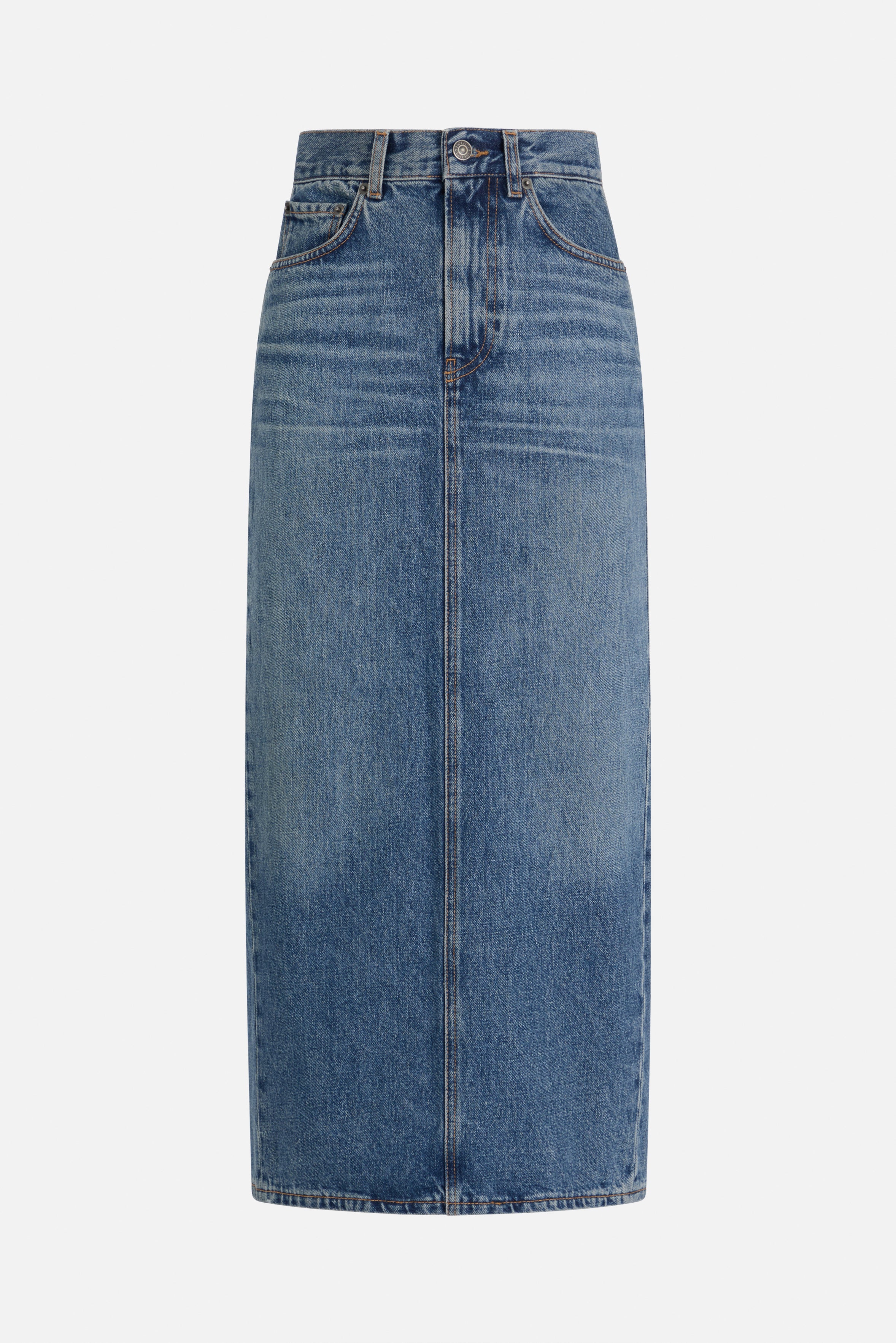 Denim Midi Skirt Mid Blue