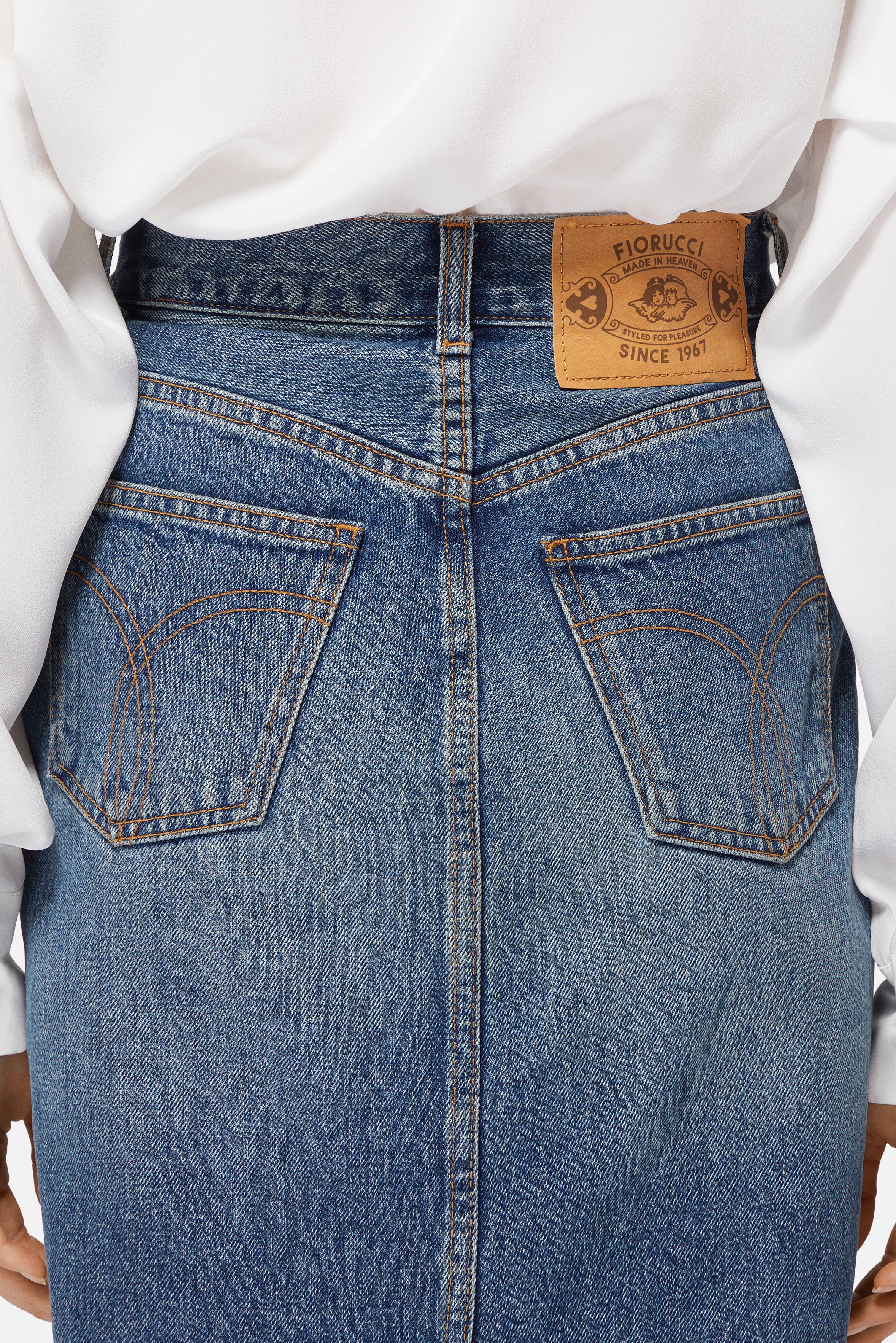 Denim Midi Skirt Mid Blue