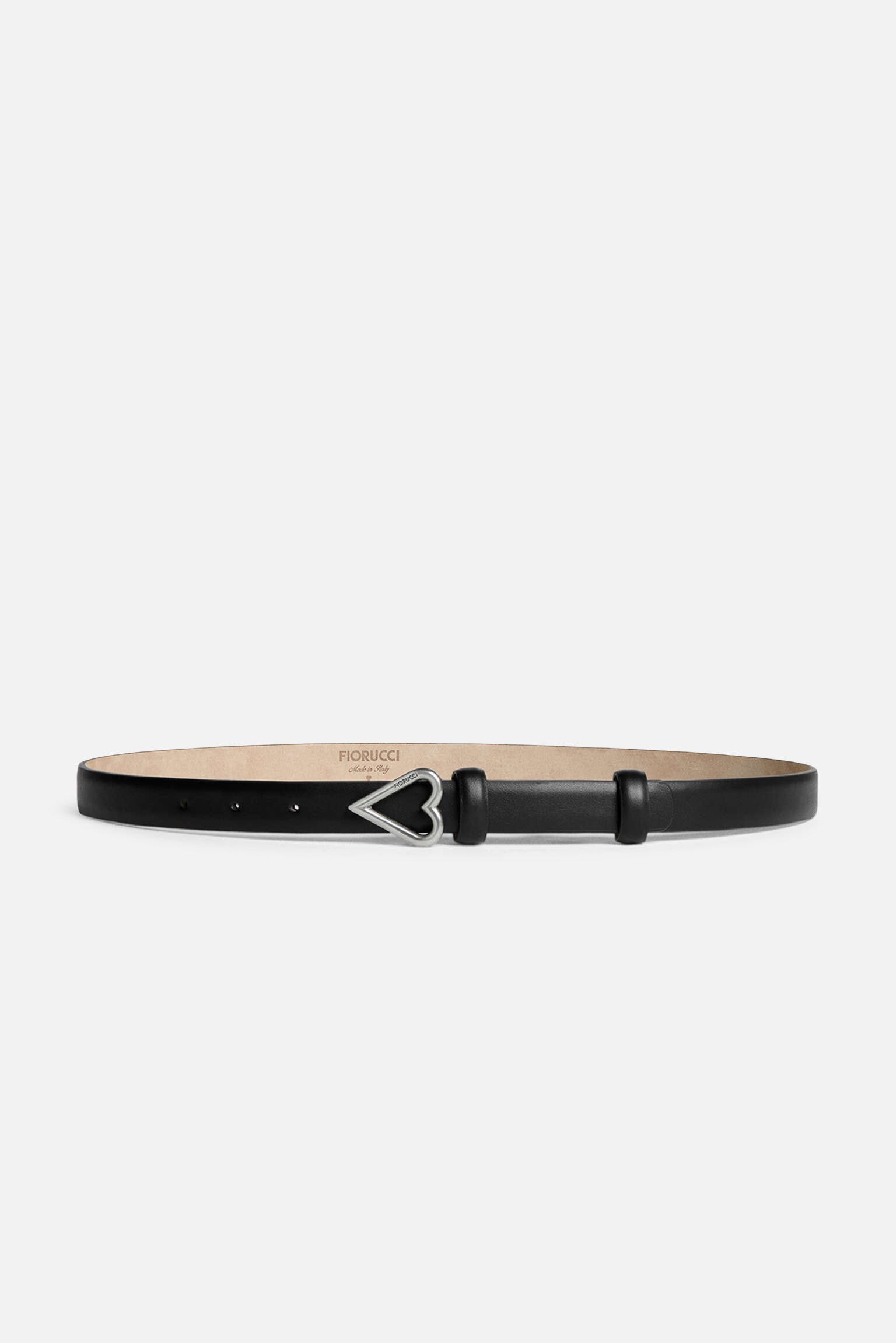 Thin Heart Leather Belt Black