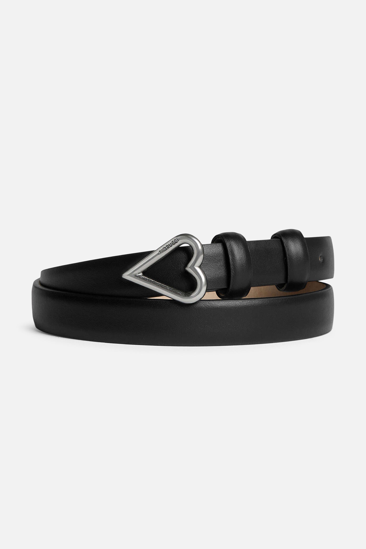 Thin Heart Leather Belt Black