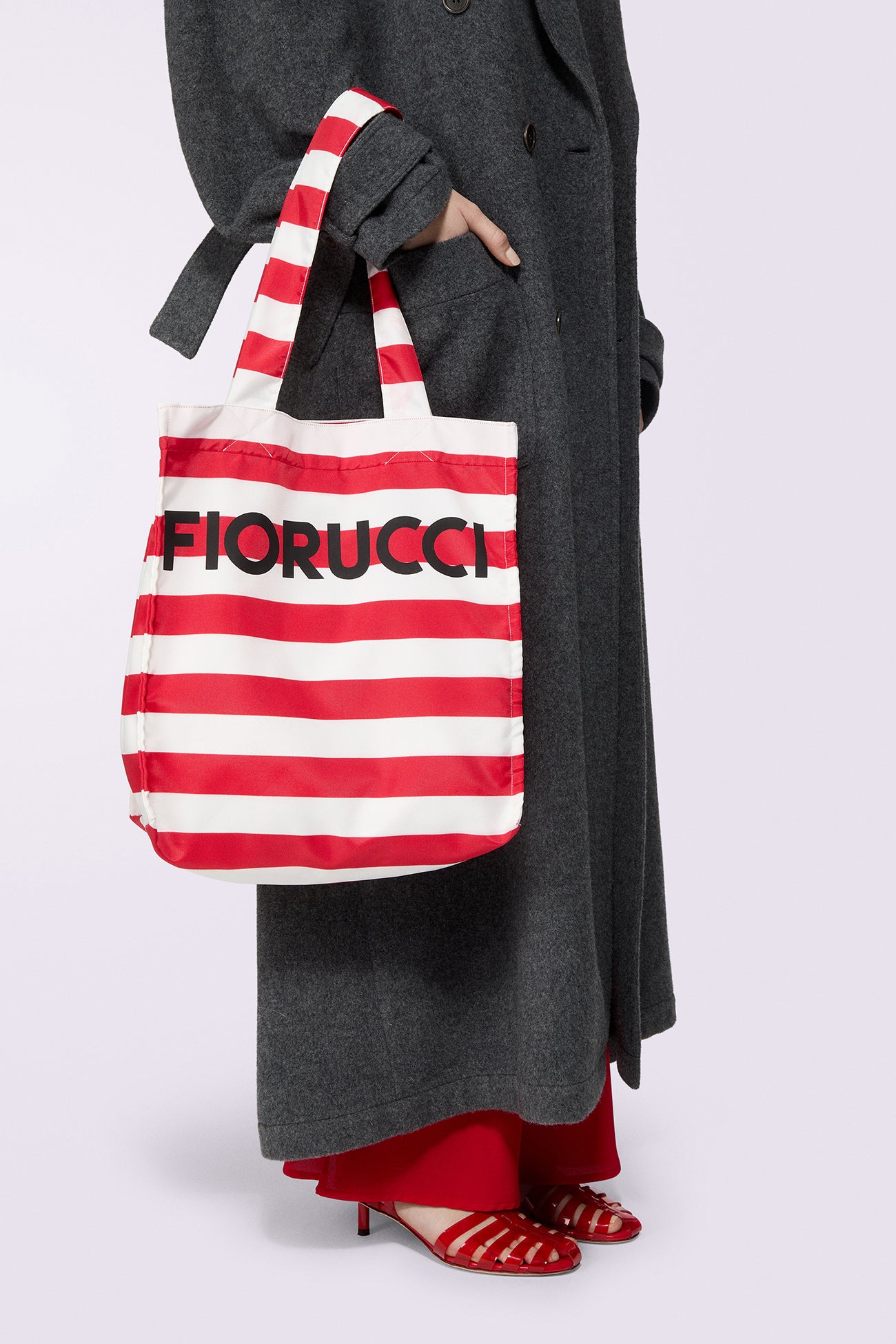 Striped Logo Tote Bag Red