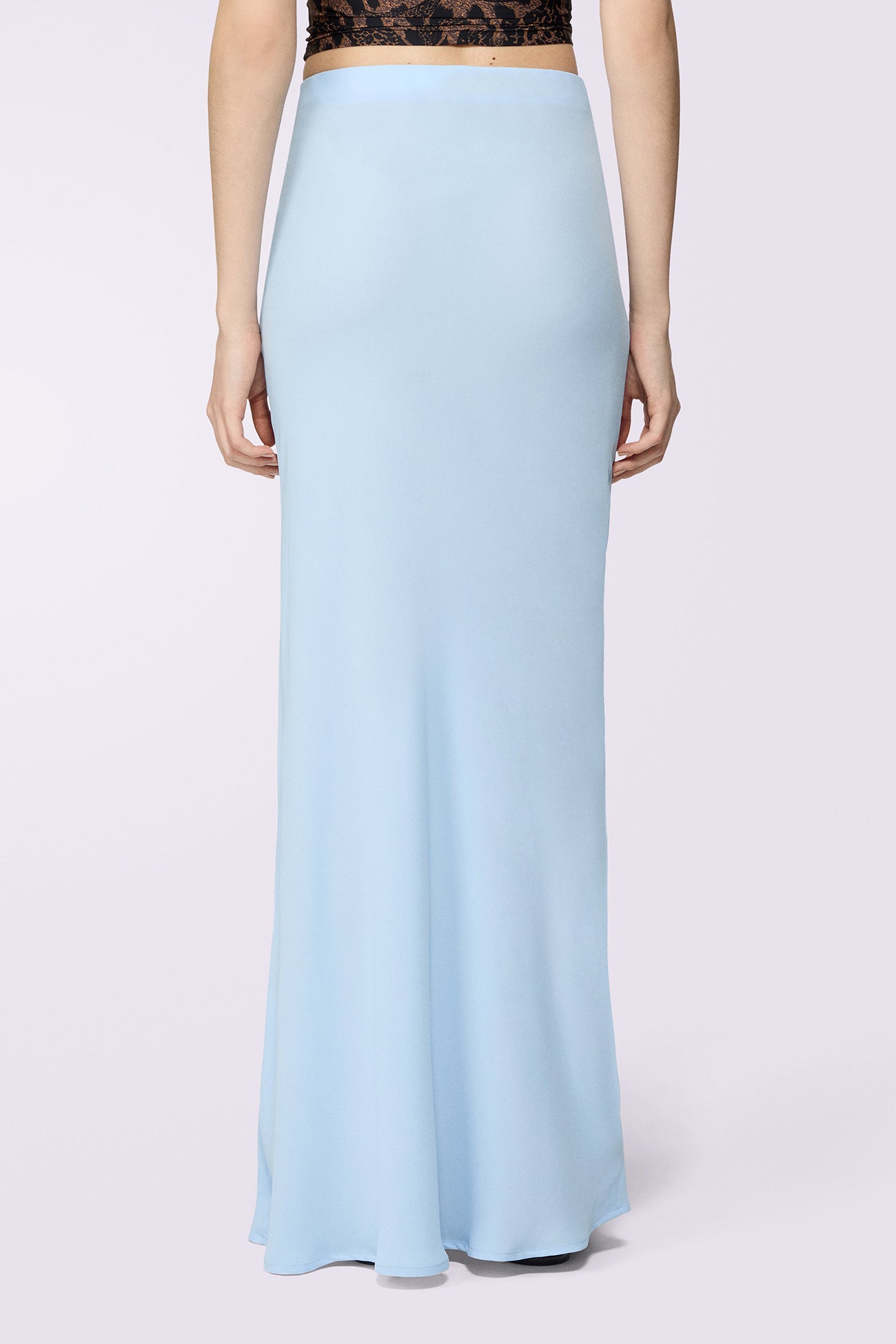 Crepe de Chine Maxi Skirt Blue