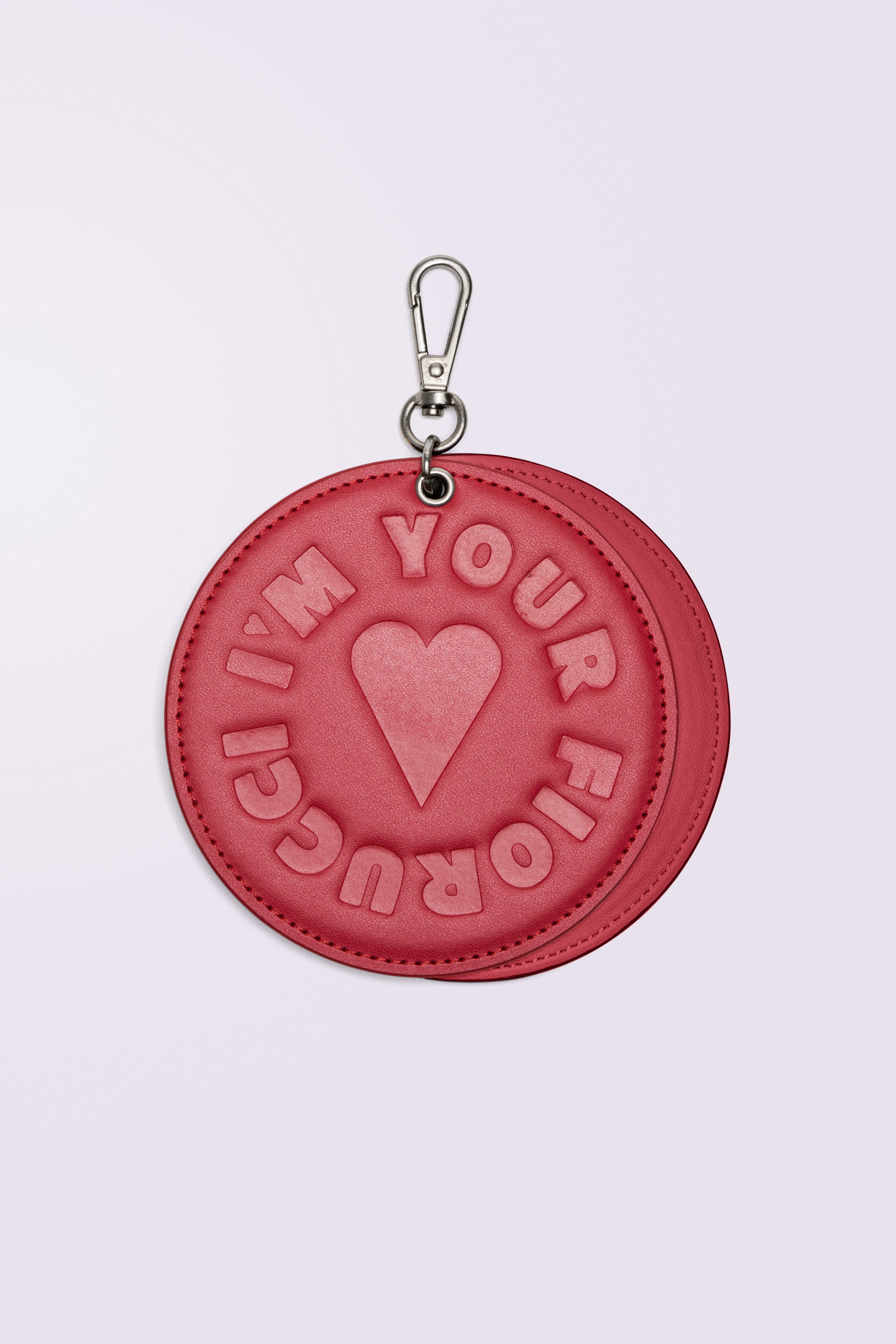 Faux Leather Mirror Keychain Red