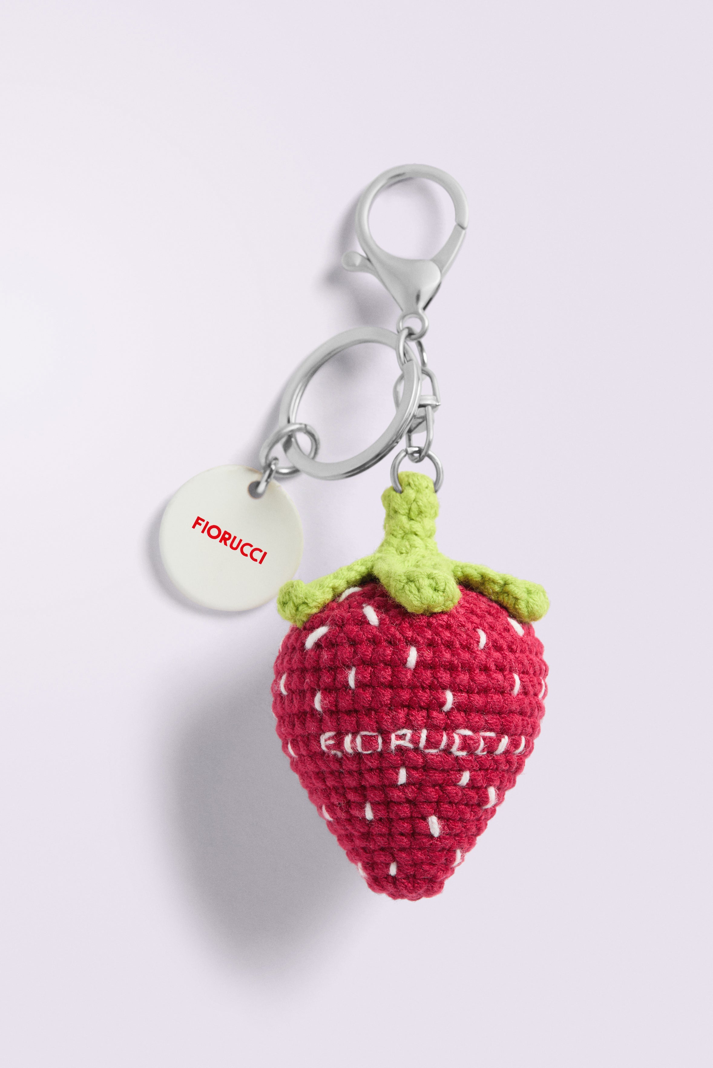 Strawberry Crochet Keychain Red