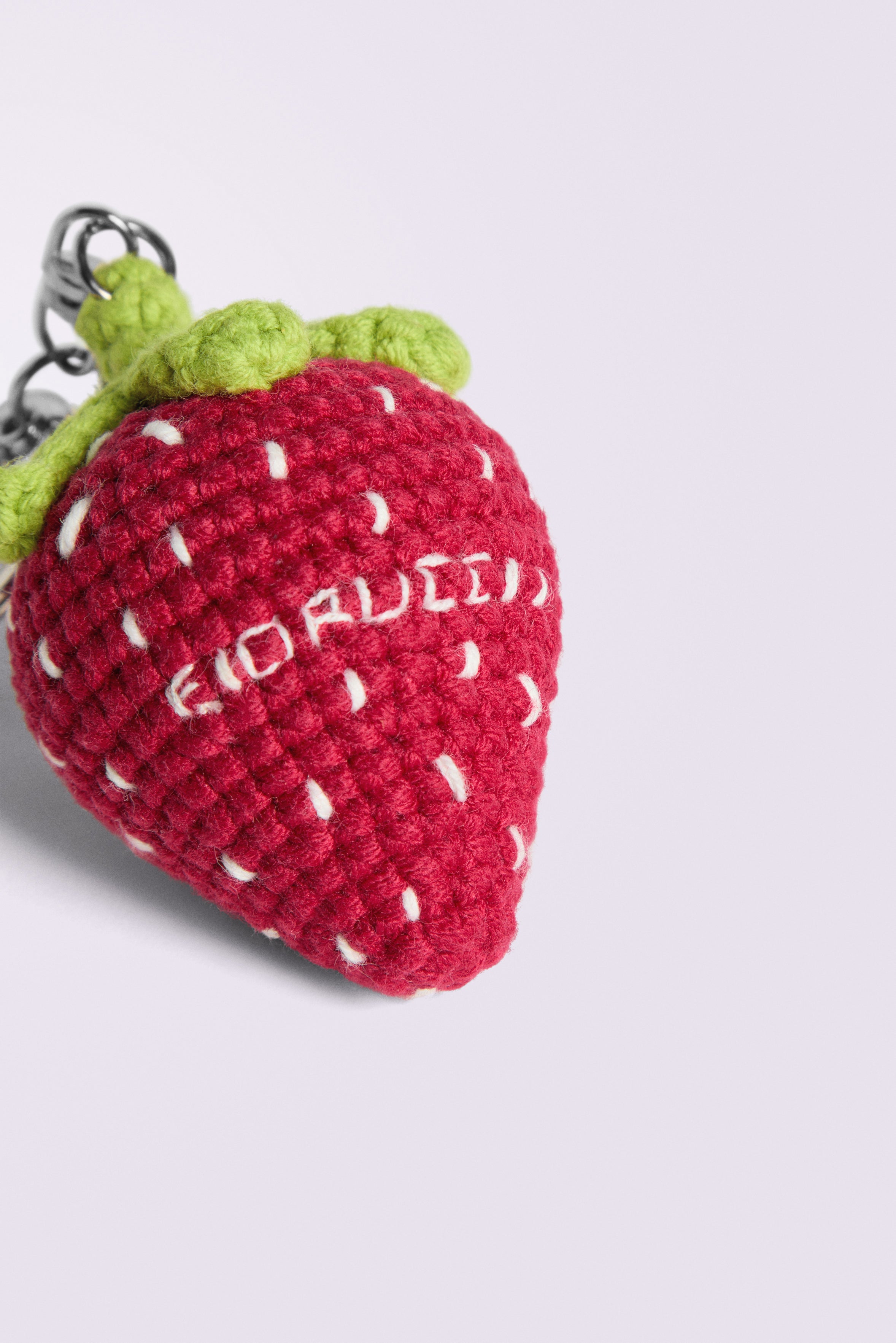 Strawberry Crochet Keychain Red