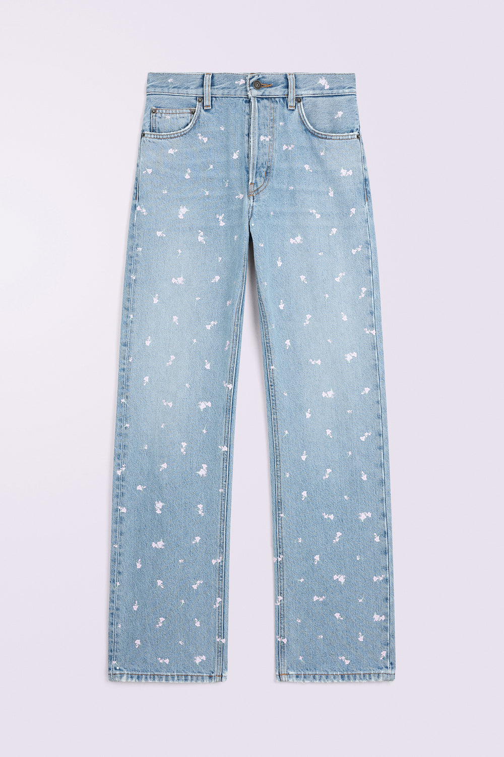 Floral Straight Fit Jeans Light Blue