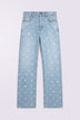 Floral Straight Fit Jeans Light Blue