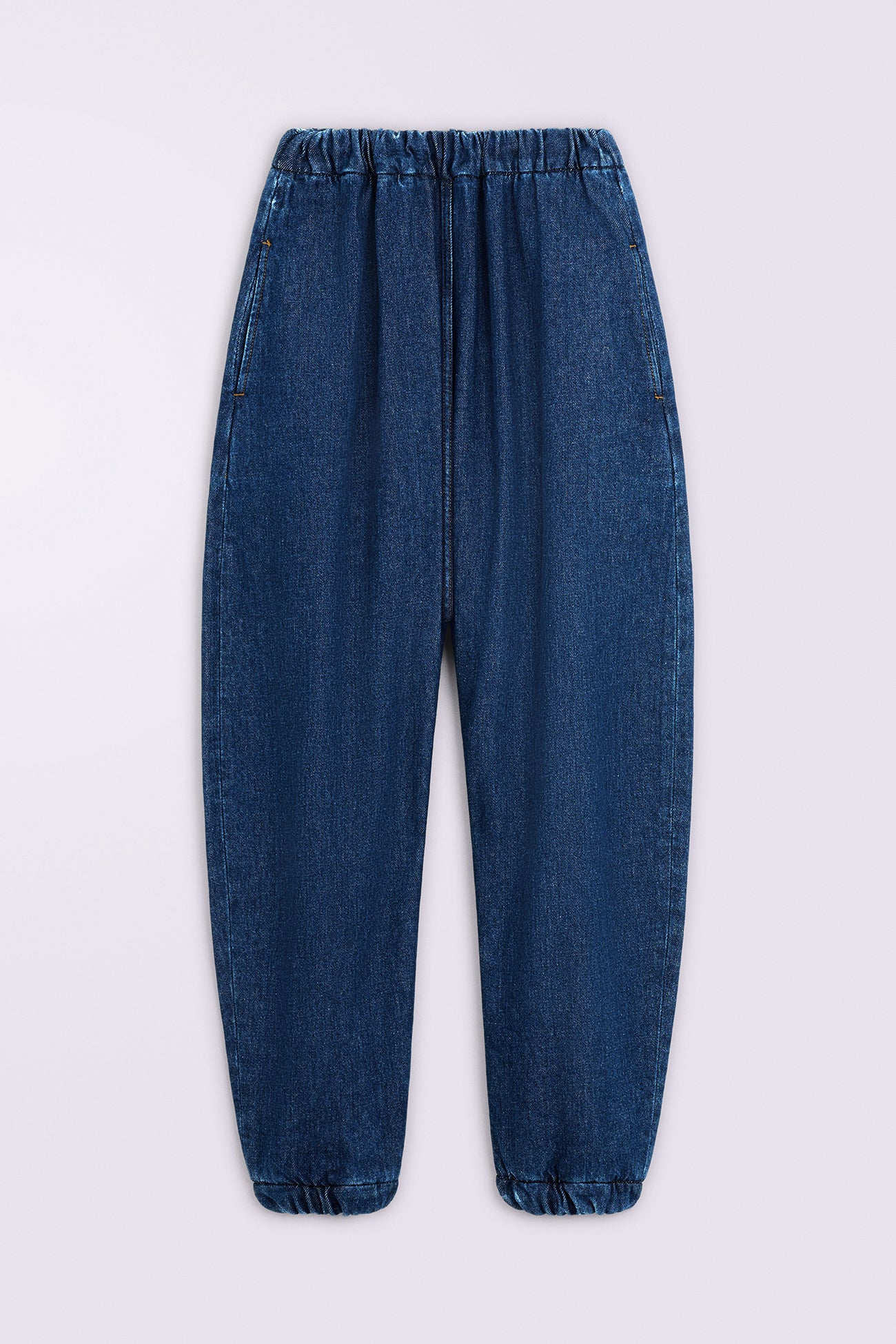 Embroidered Balloon Jeans Deep Blue