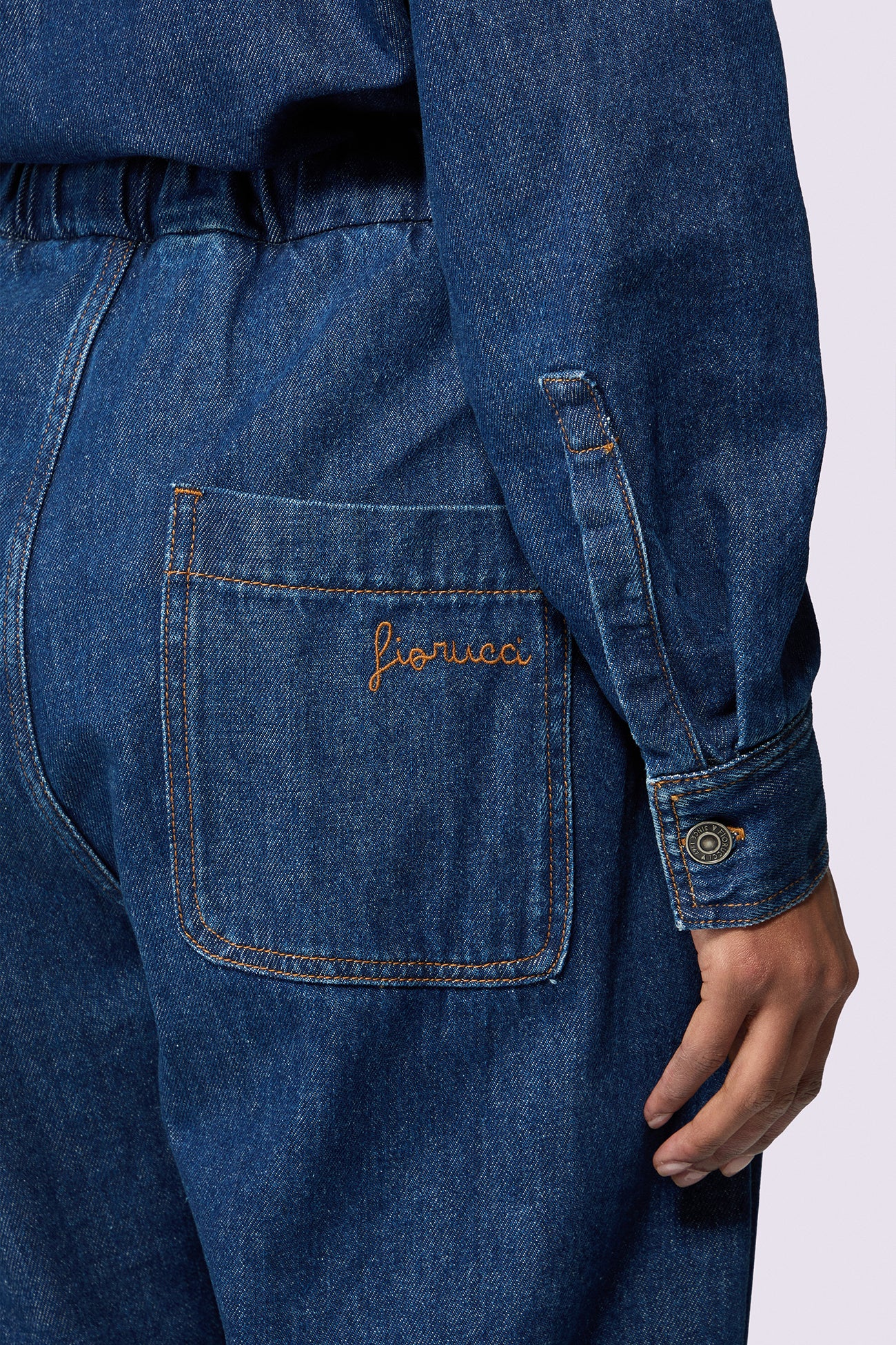 Embroidered Balloon Jeans Deep Blue