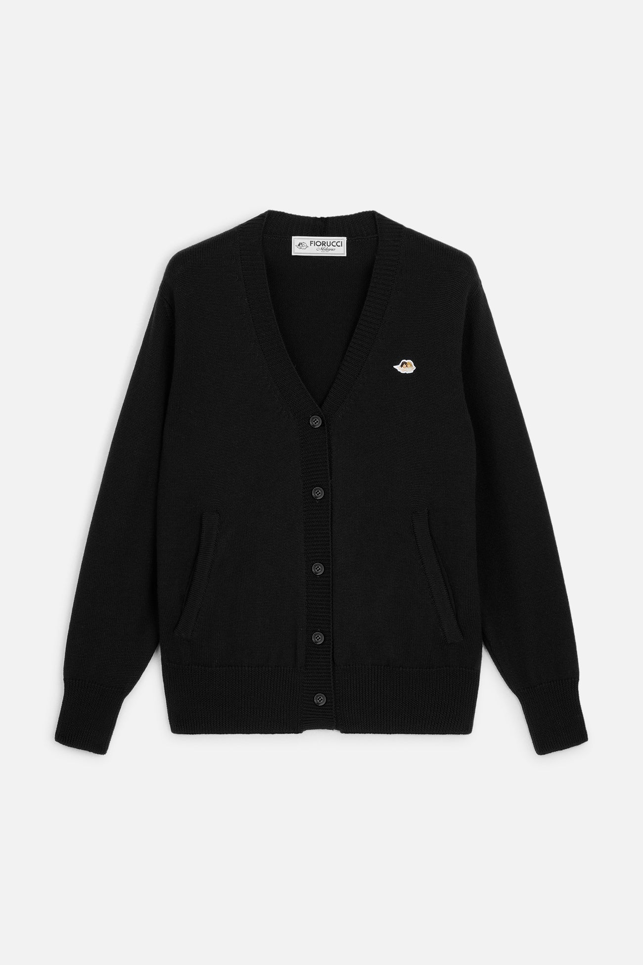 Angels Patch Knit Cardigan Black