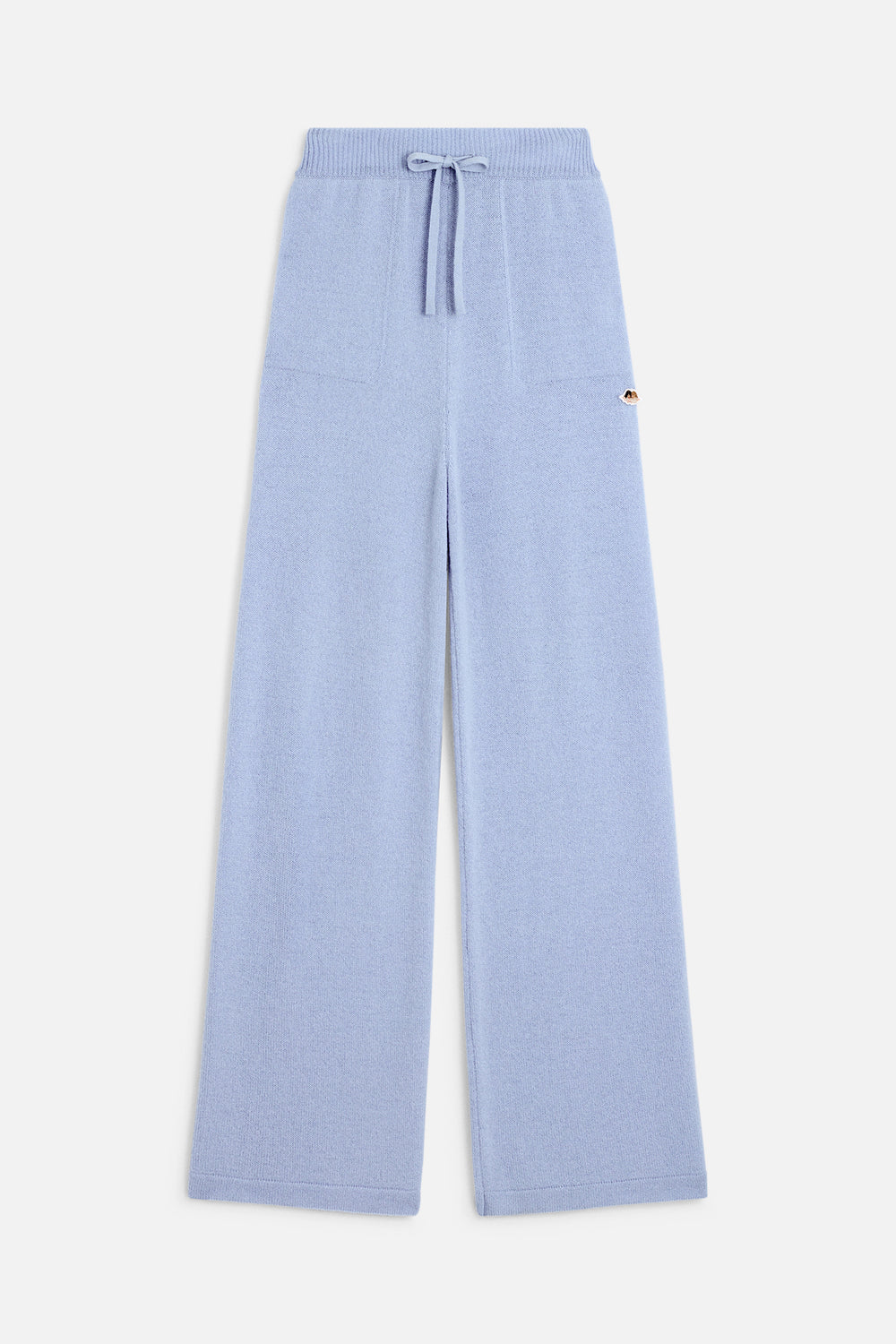 Angels Patch Knit Trousers Light Blue