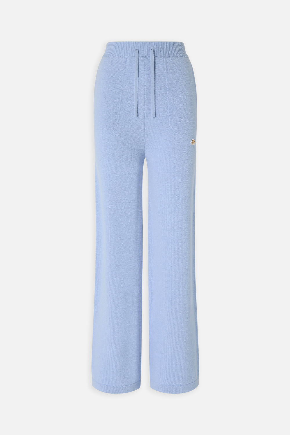 Angels Patch Knit Trousers Light Blue