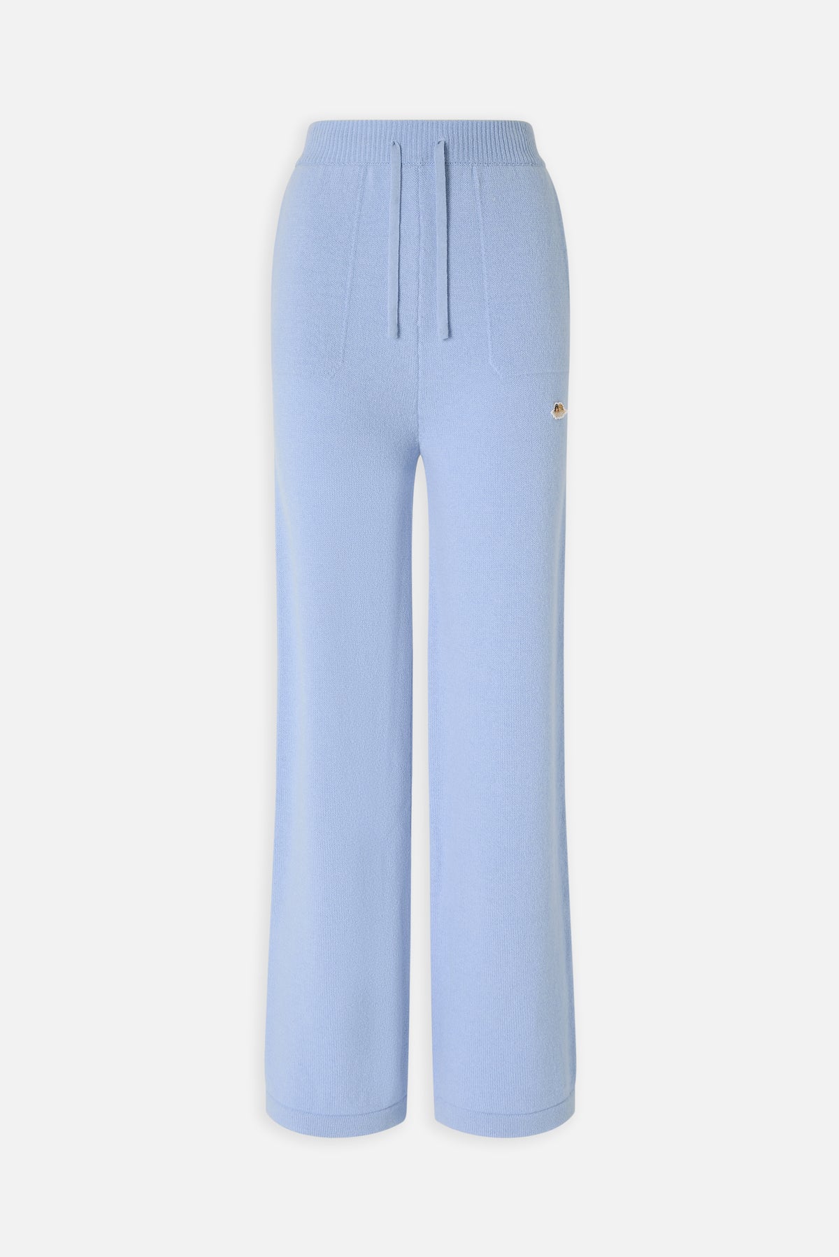 Angels Patch Knit Trousers Light Blue