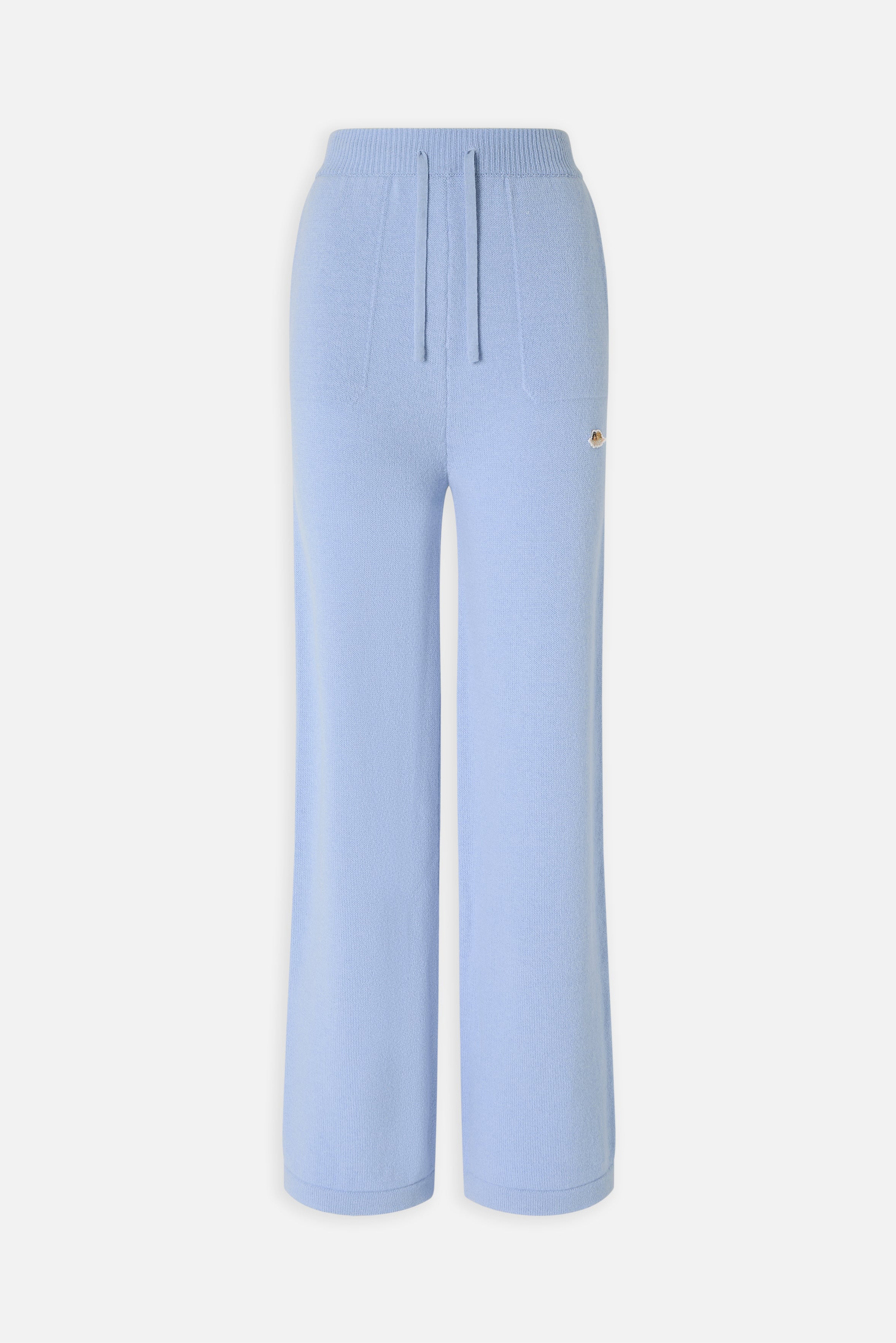 Angels Patch Knit Trousers Light Blue