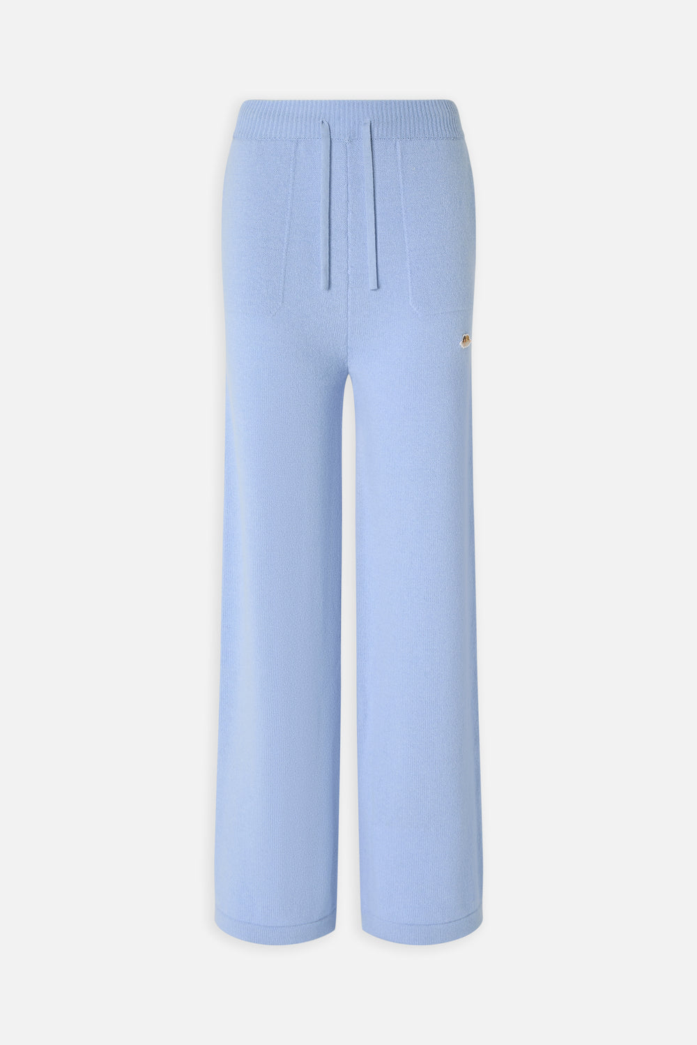 Angels Patch Knit Trousers Light Blue