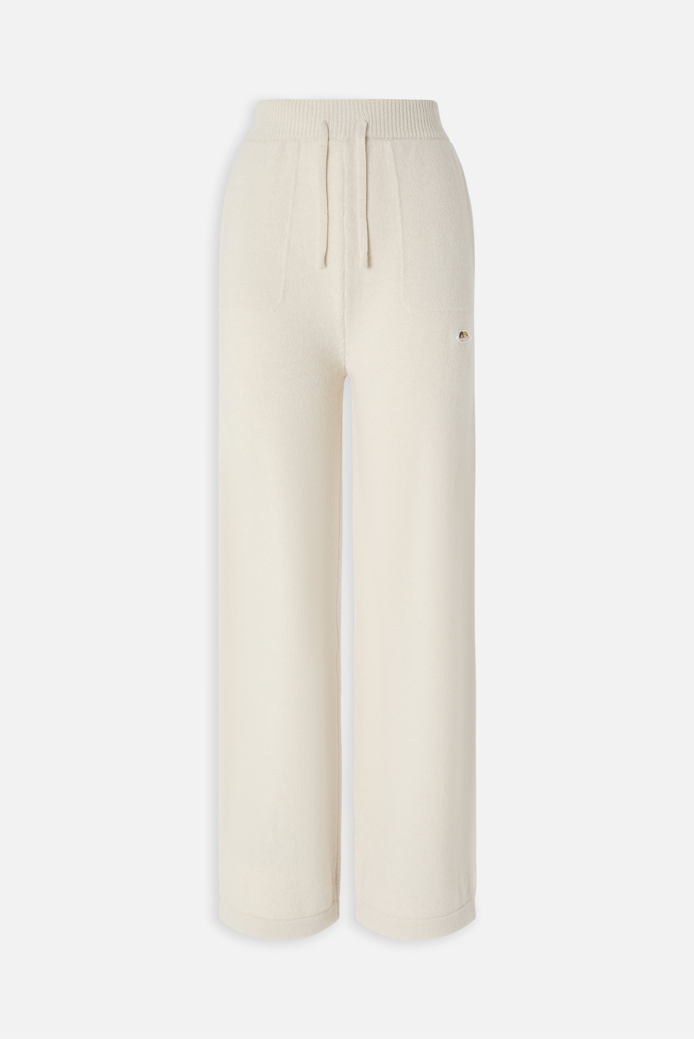 Angels Patch Knit Trousers Beige