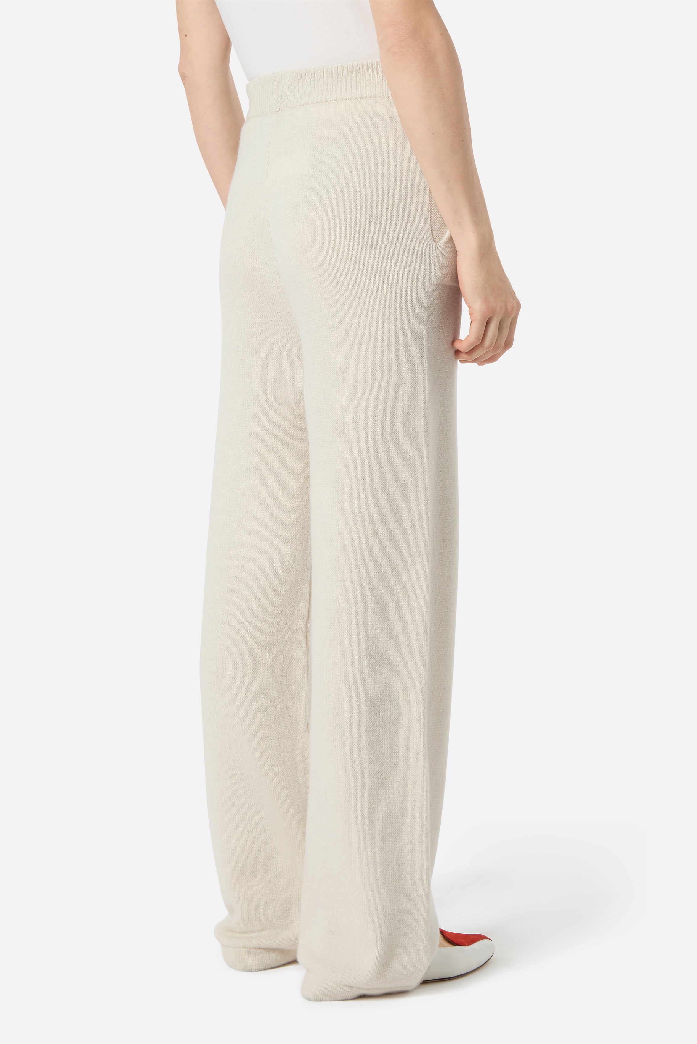 Angels Patch Knit Trousers Beige