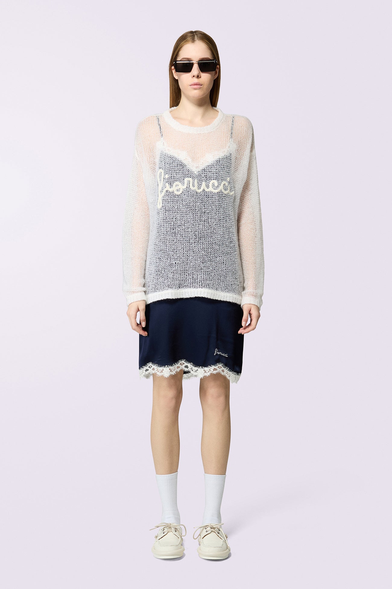 Cursive Logo Knit Jumper White
