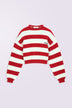 Stripe Crop Knit Jumper Red