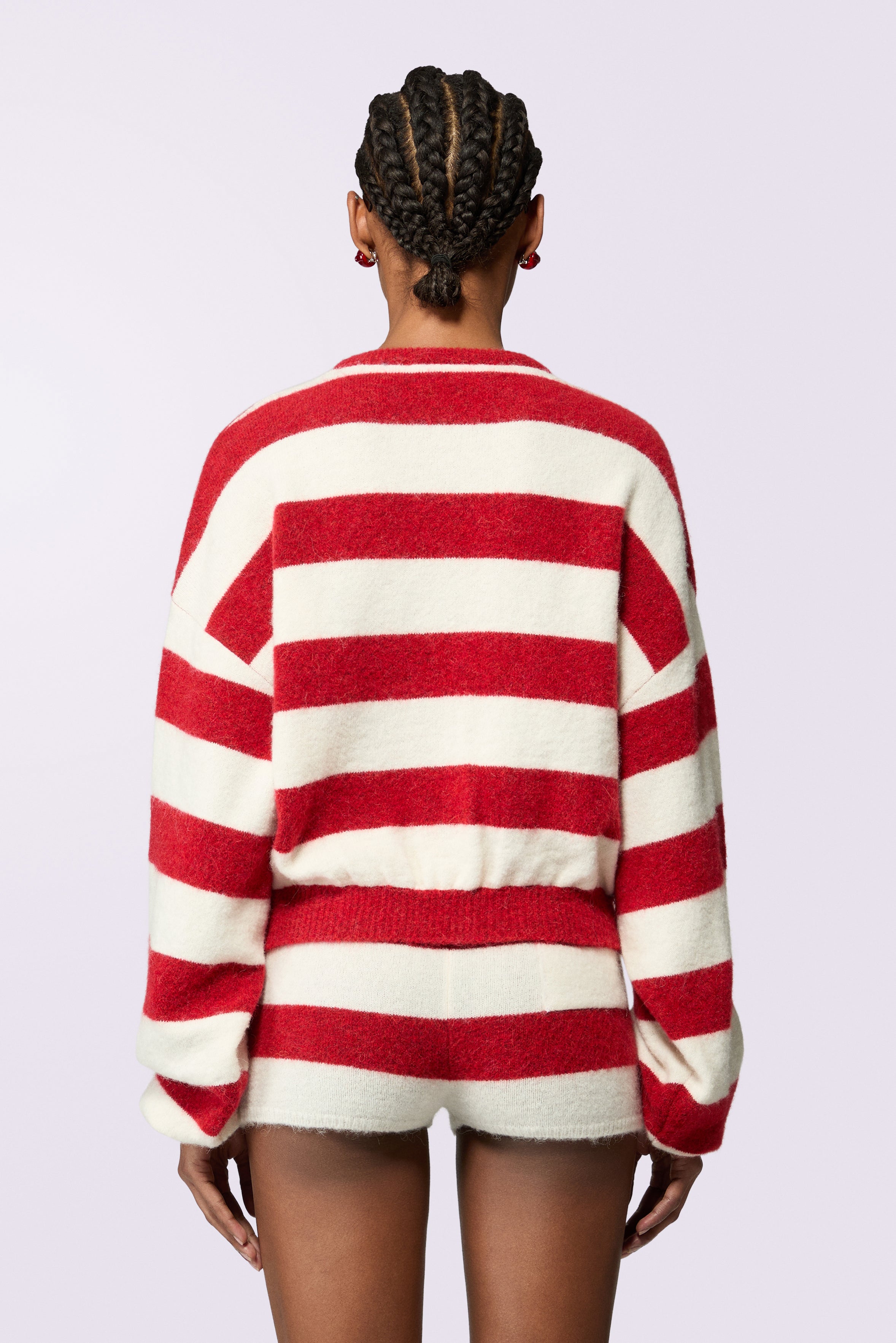 Stripe Crop Knit Jumper Red | Fiorucci Official Online Store