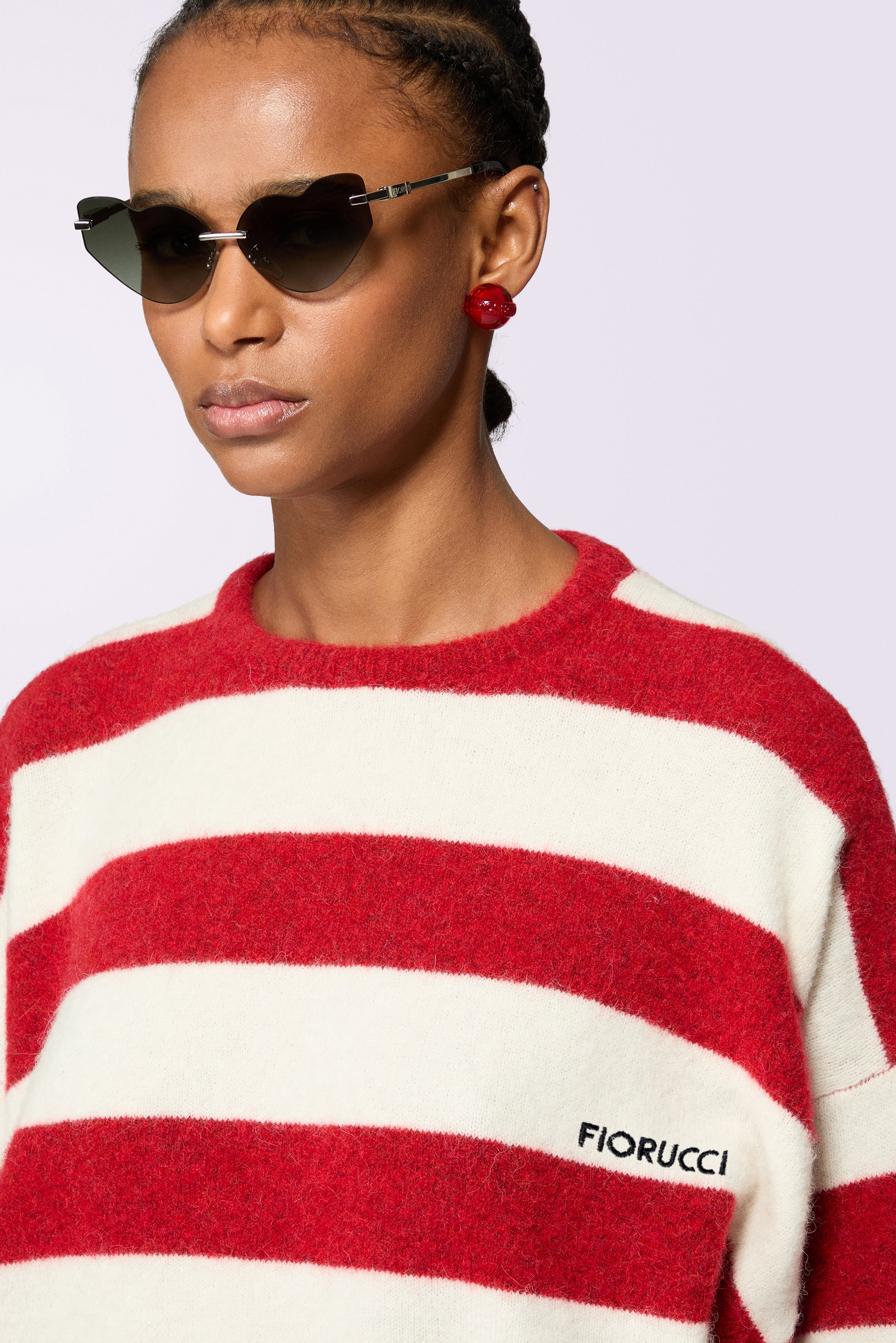 Stripe Crop Knit Jumper Red | Fiorucci Official Online Store