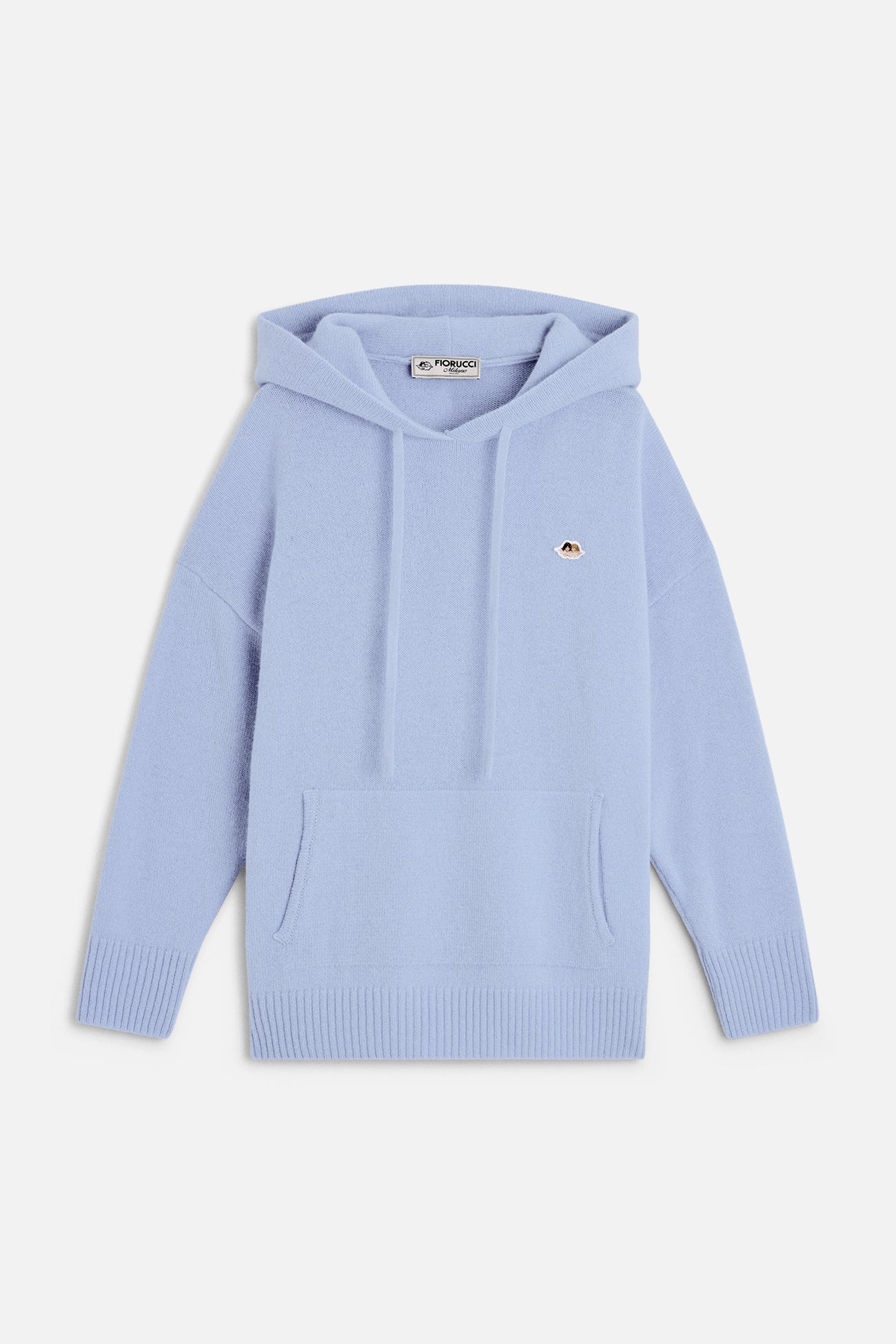 Angels Patch Knit Hoodie Light Blue