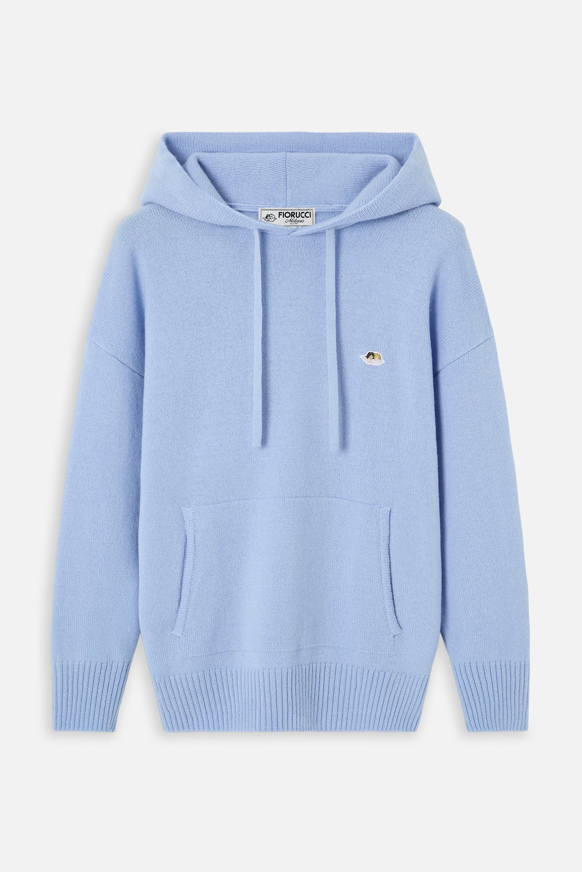 Angels Patch Knit Hoodie Light Blue
