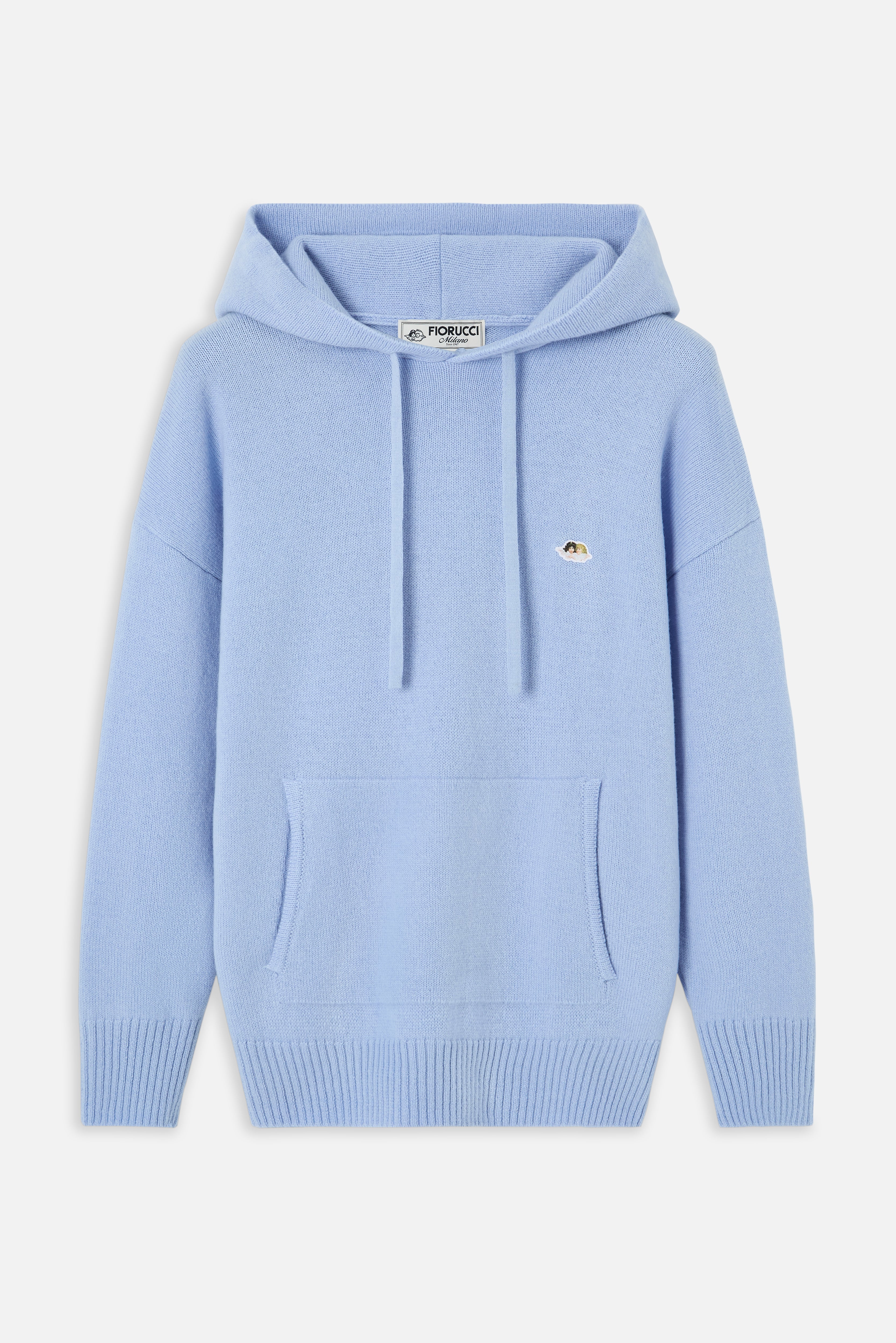 Felpa in Maglia con Cappuccio Patch Angeli Azzurra