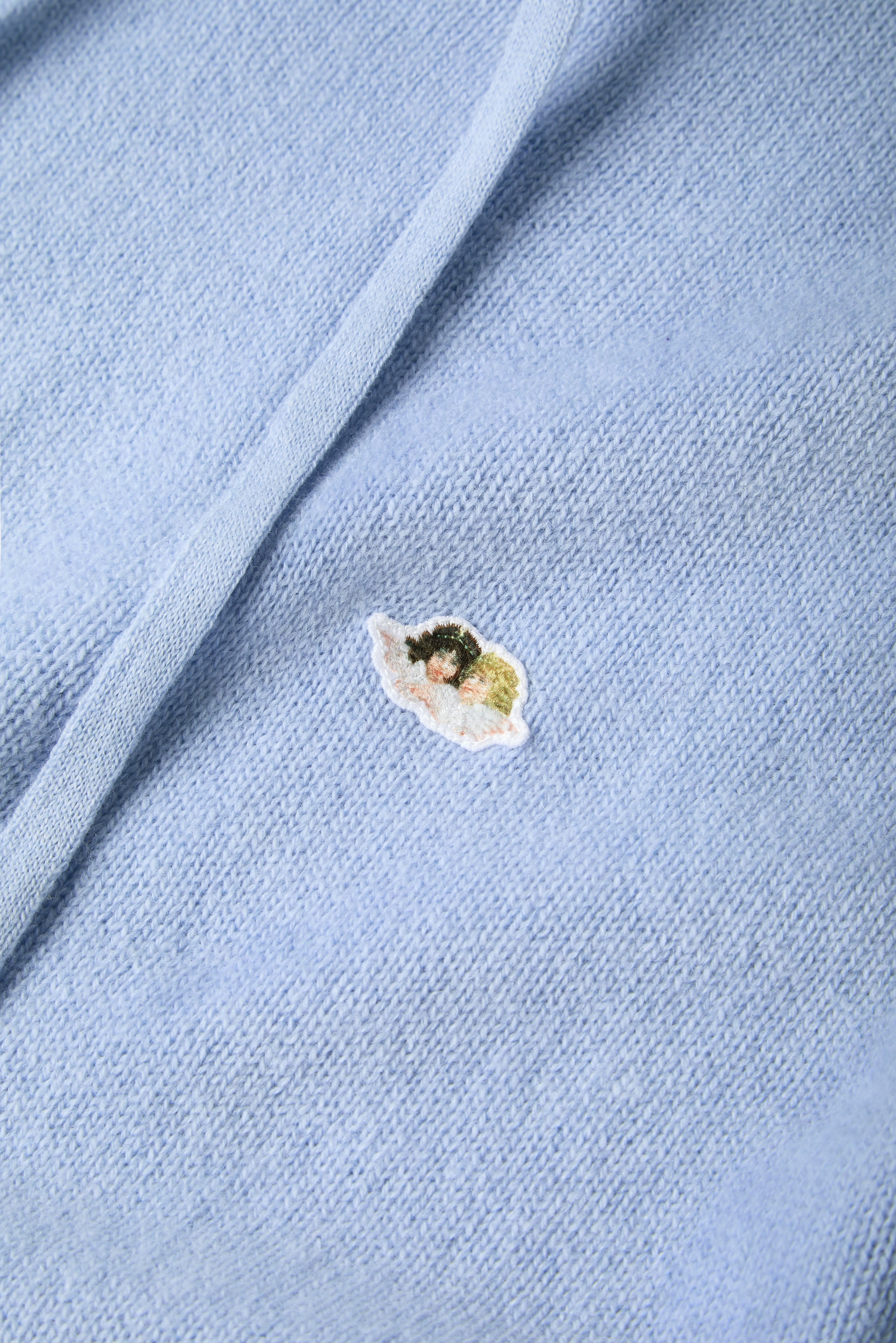 Felpa in Maglia con Cappuccio Patch Angeli Azzurra