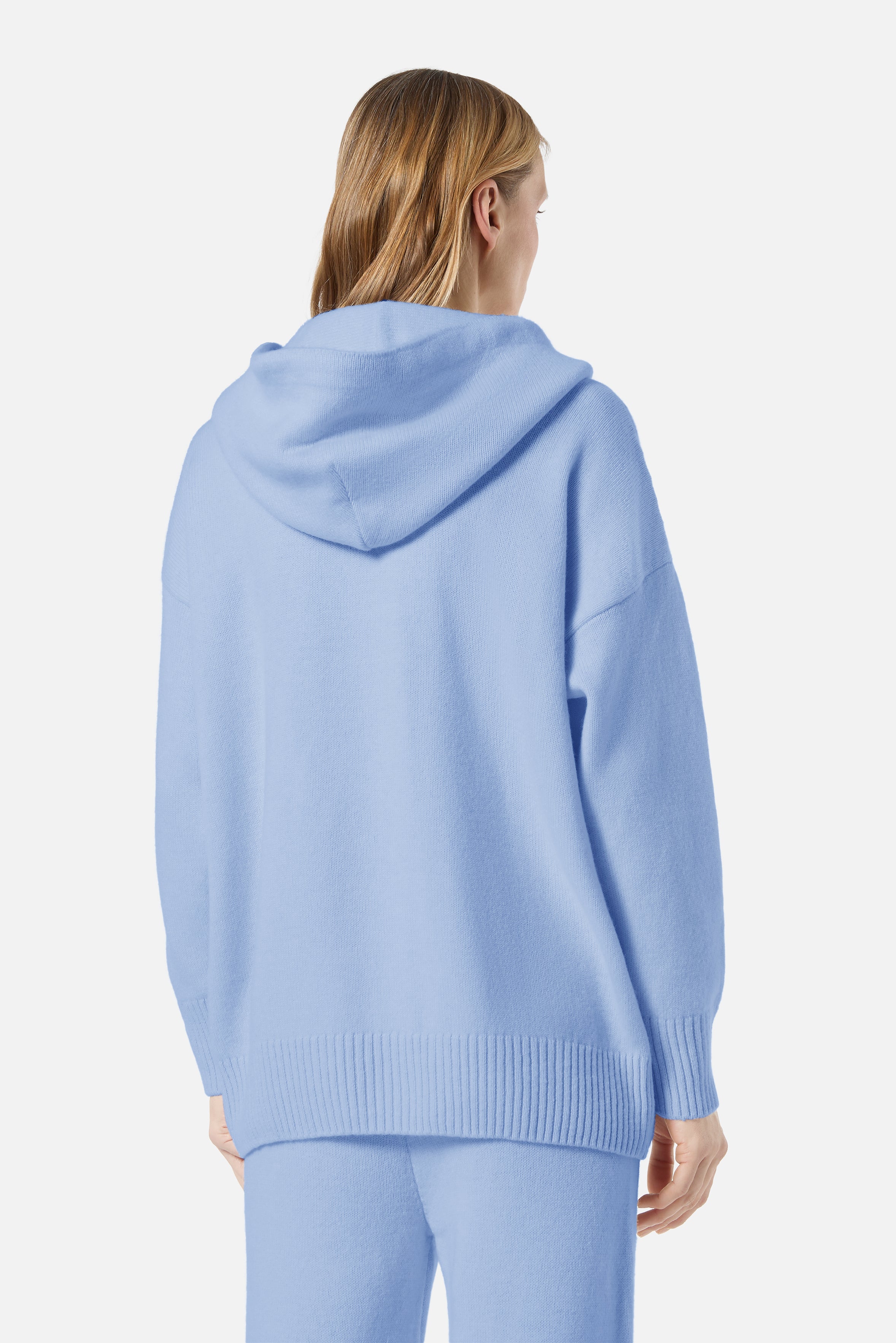 Angels Patch Knit Hoodie Light Blue