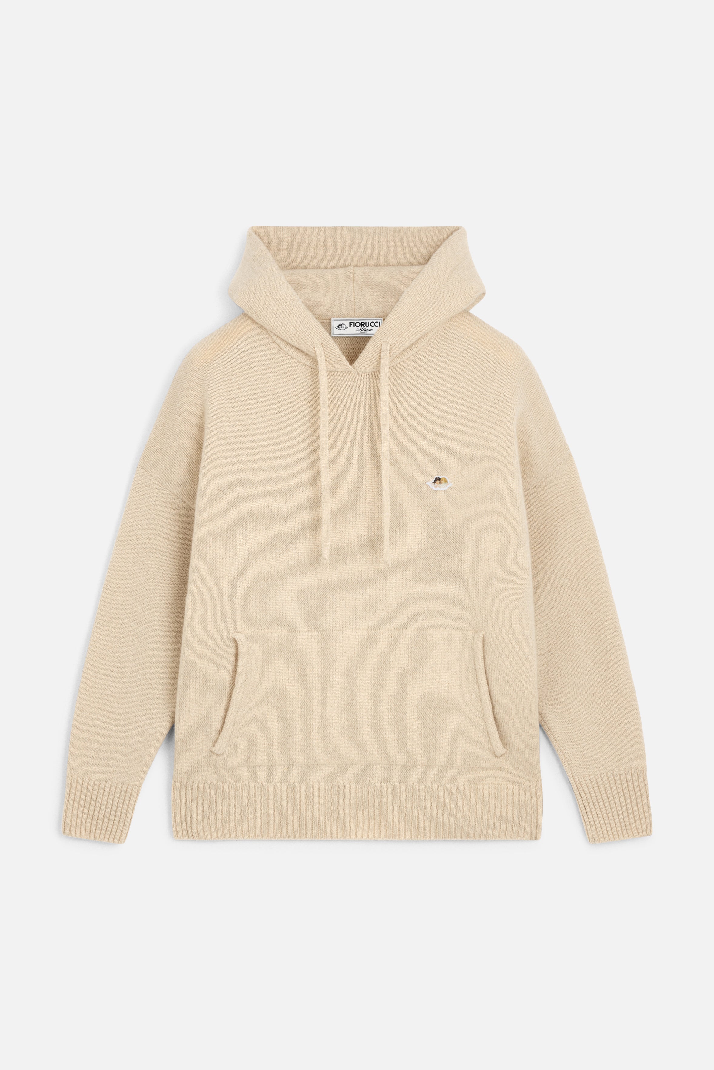 Angels Patch Knit Hoodie Beige