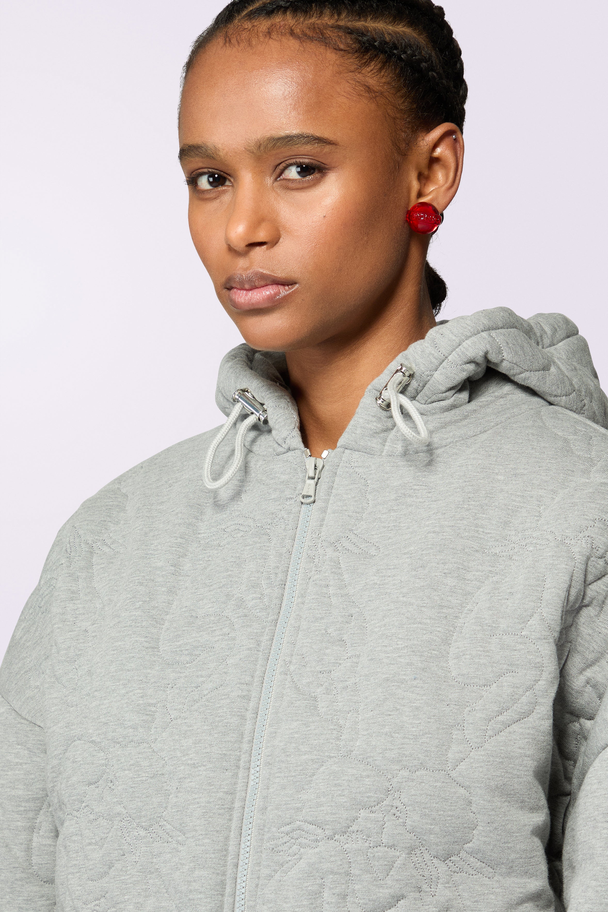 Kissing Angels Quilted Hoodie Grey