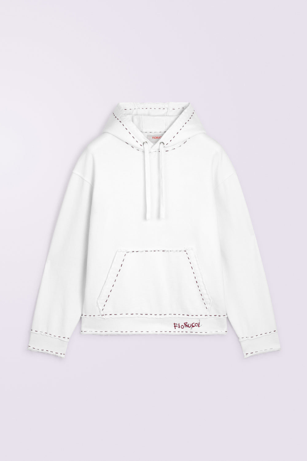 Stitch Logo Relaxed Hoodie White
