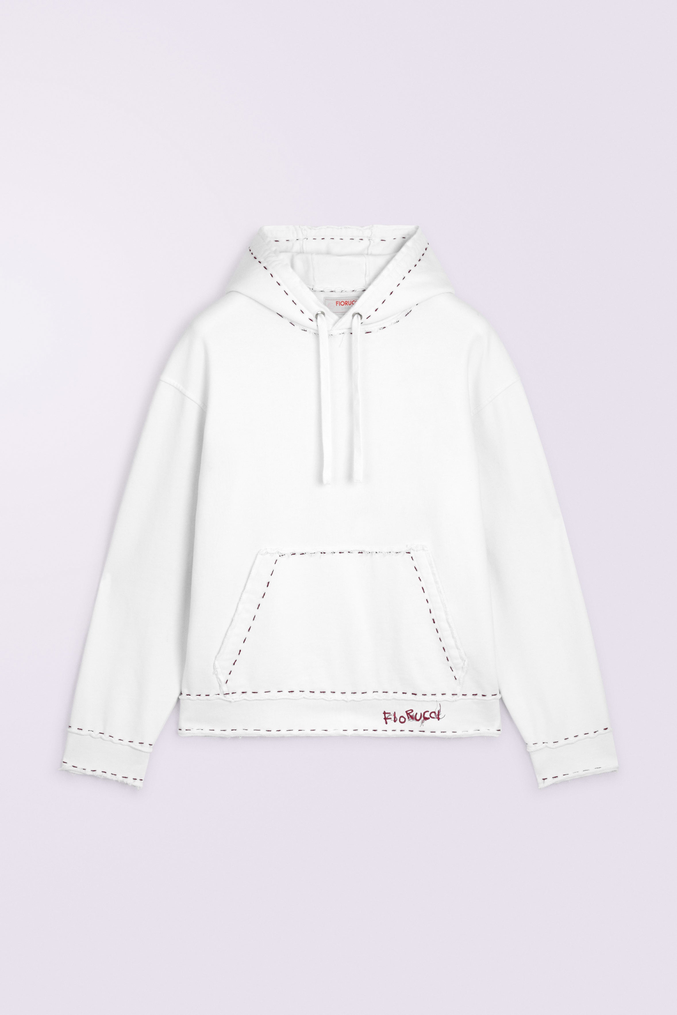 Stitch Logo Relaxed Hoodie White