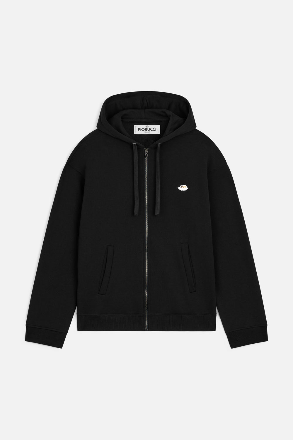Angels Patch Zip-Up Regular Hoodie Black