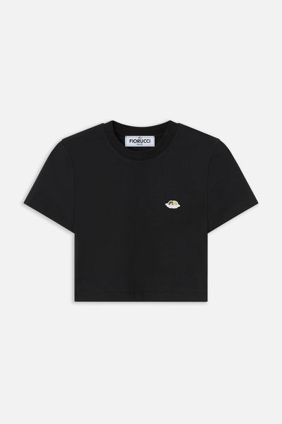 Angels Patch Cropped T-Shirt Black | Fiorucci
