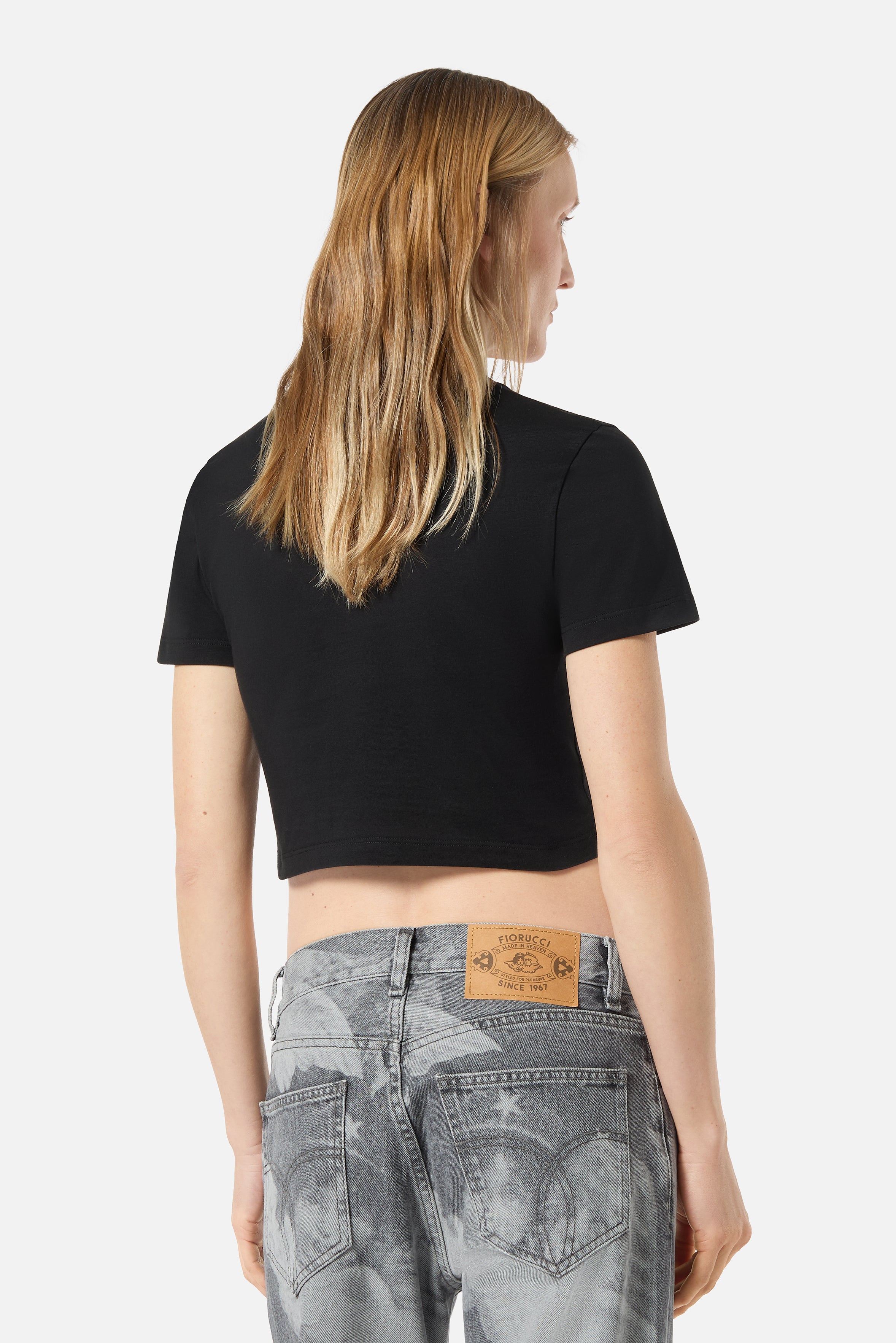 Angels Patch Cropped T-Shirt Black | Fiorucci
