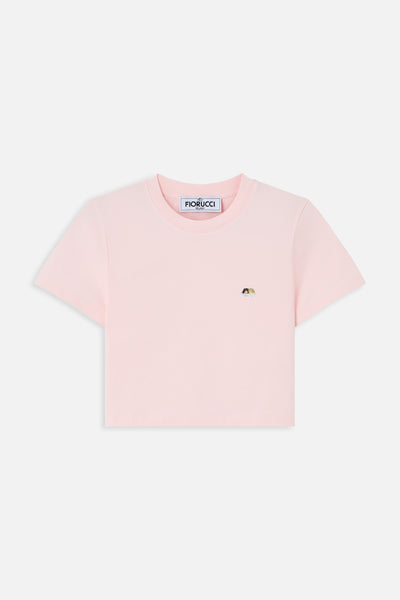 Angels Patch Cropped T-Shirt Pink | Fiorucci