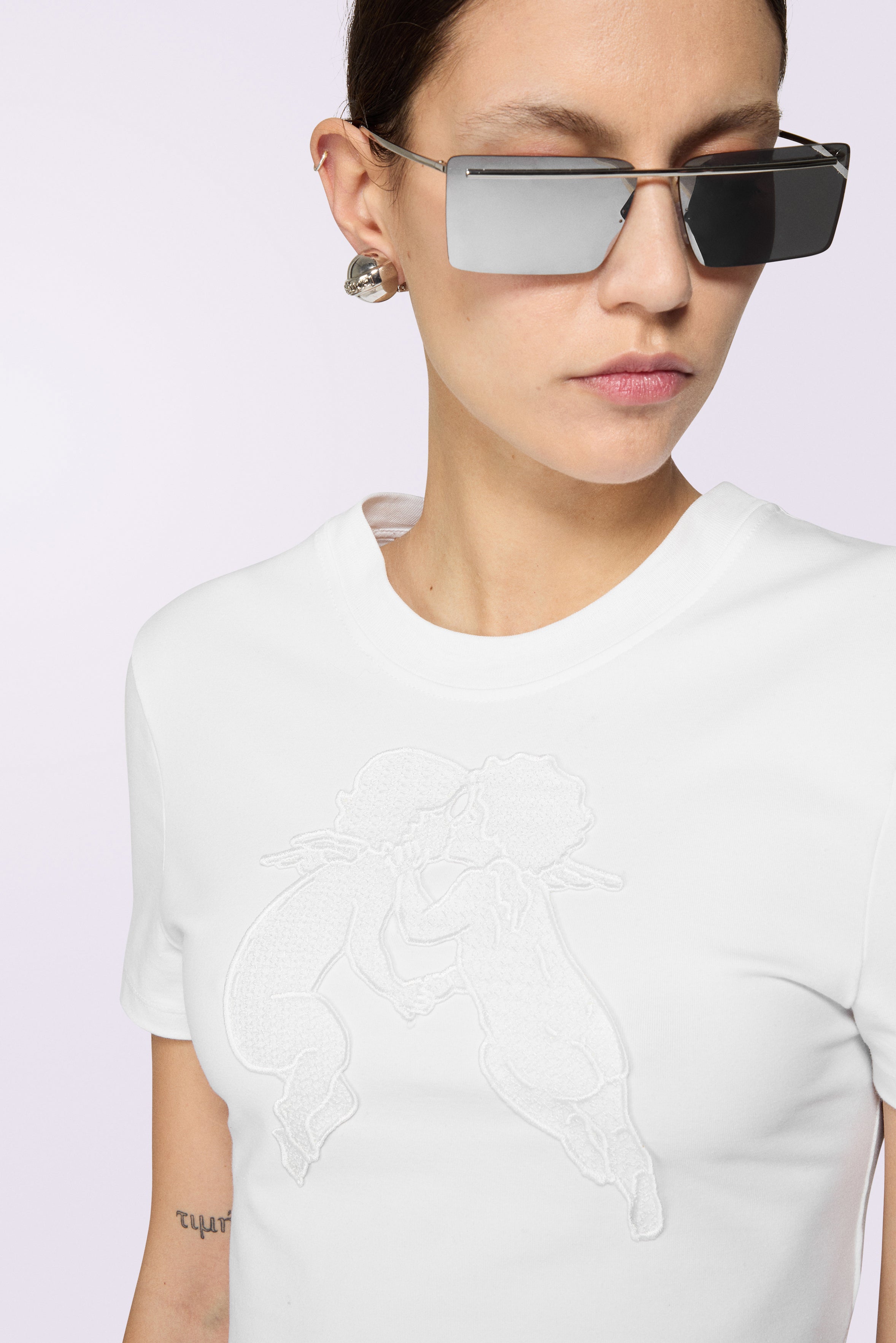 Kissing Angels Cropped T-Shirt White