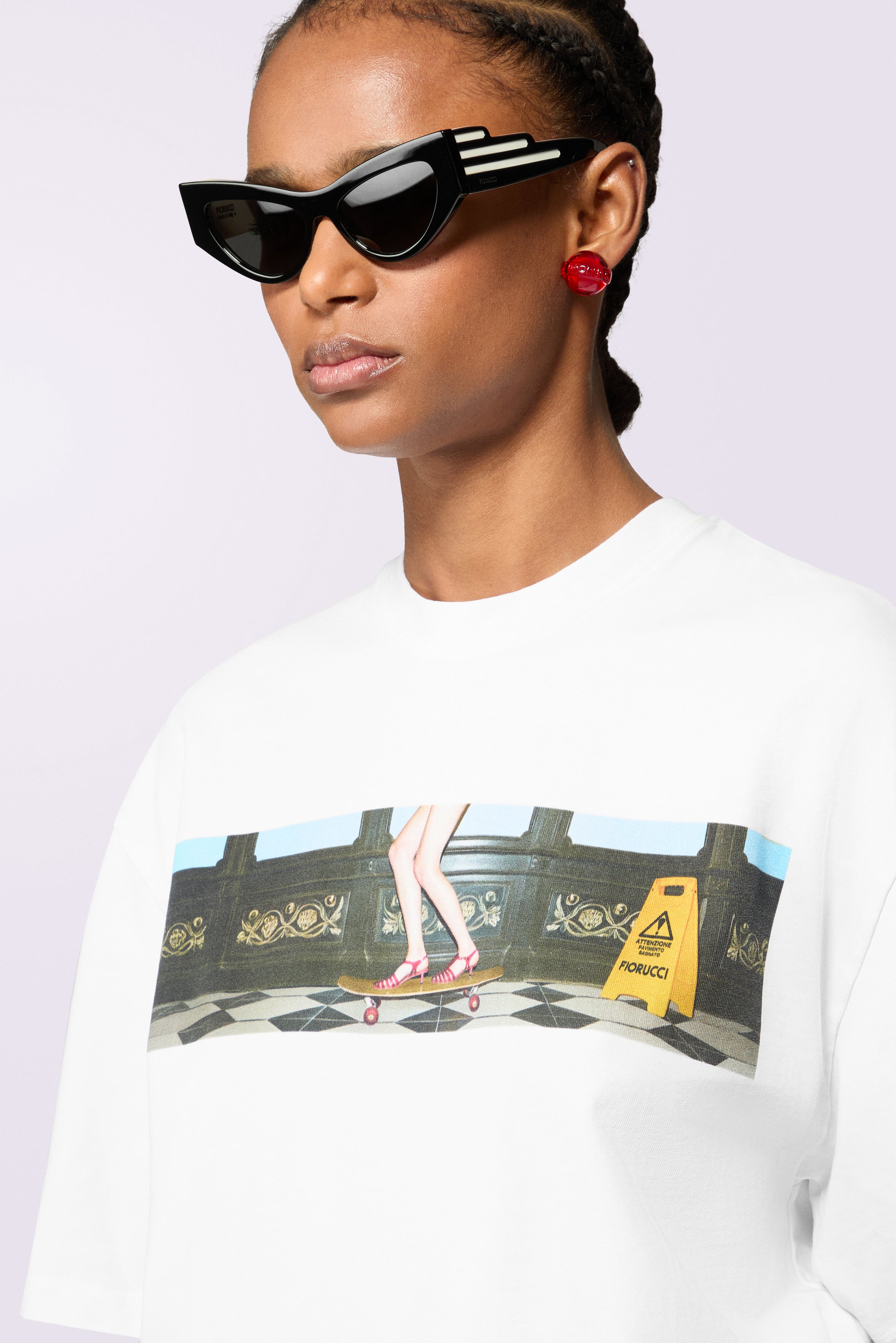 Skateboard Print Relaxed T-Shirt White